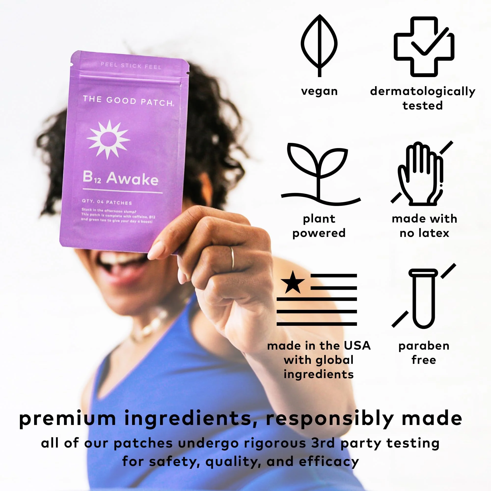 The Good Patch B12 Awake Patch | Caffeine, B12 & Green Tea for Natural Energy (24 Patches) - Image 4