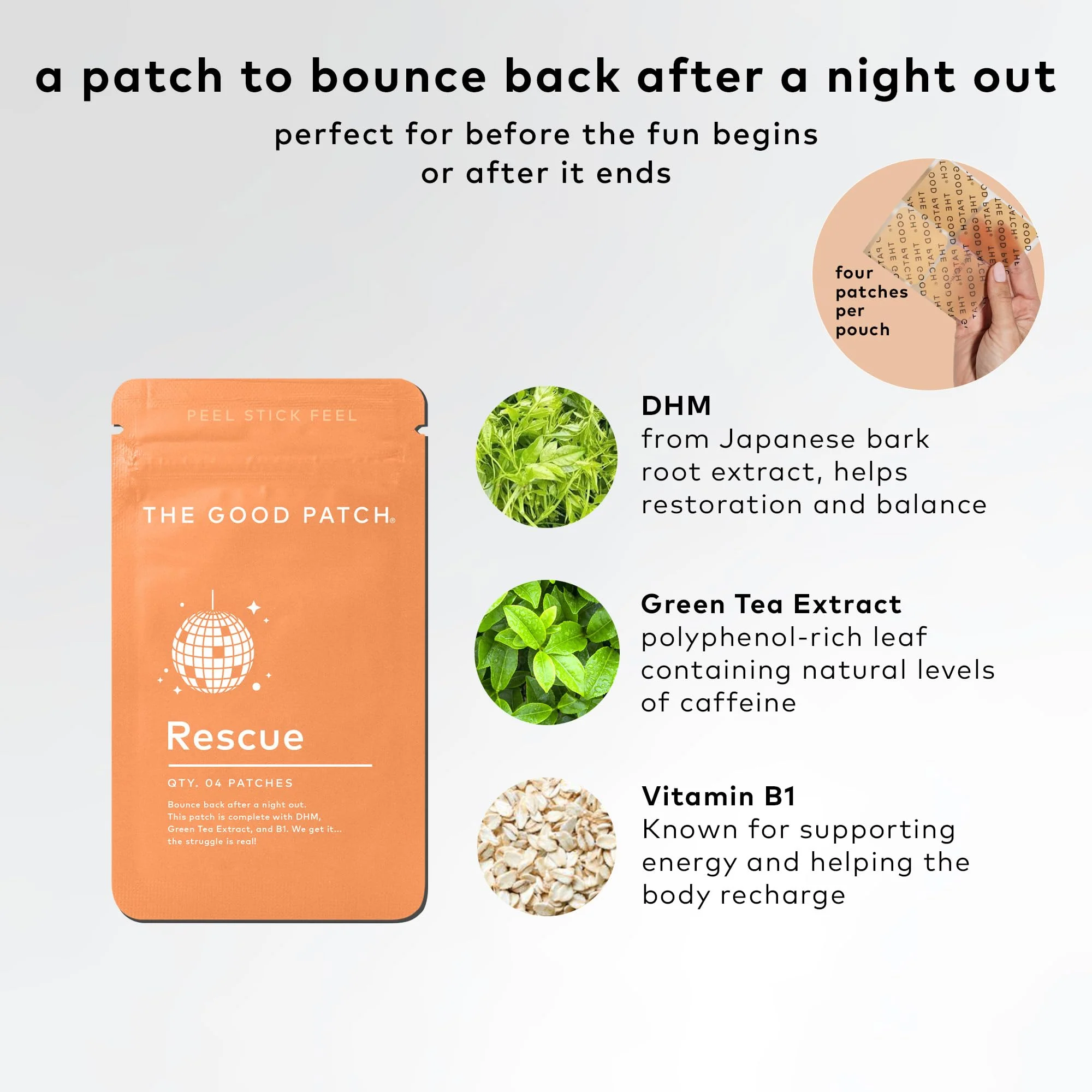 The Good Patch Rescue Recovery Patch — Plant-Powered Night-Out Wellness (16 Patches) - Image 2