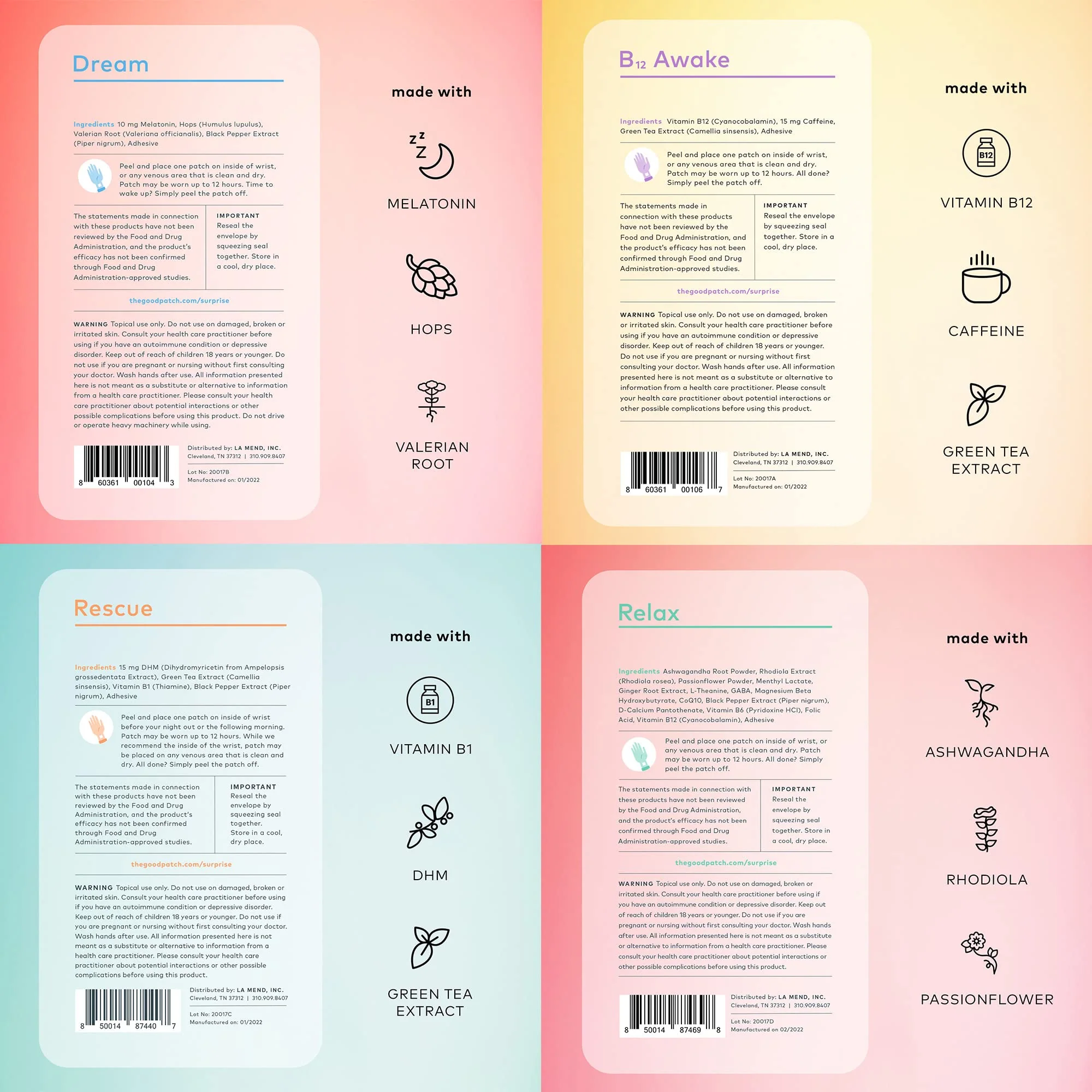 The Good Patch Vital Natural Patches Mixed Bundle – Awake, Dream, Rescue, Relax (16 Total Patches) - Image 2