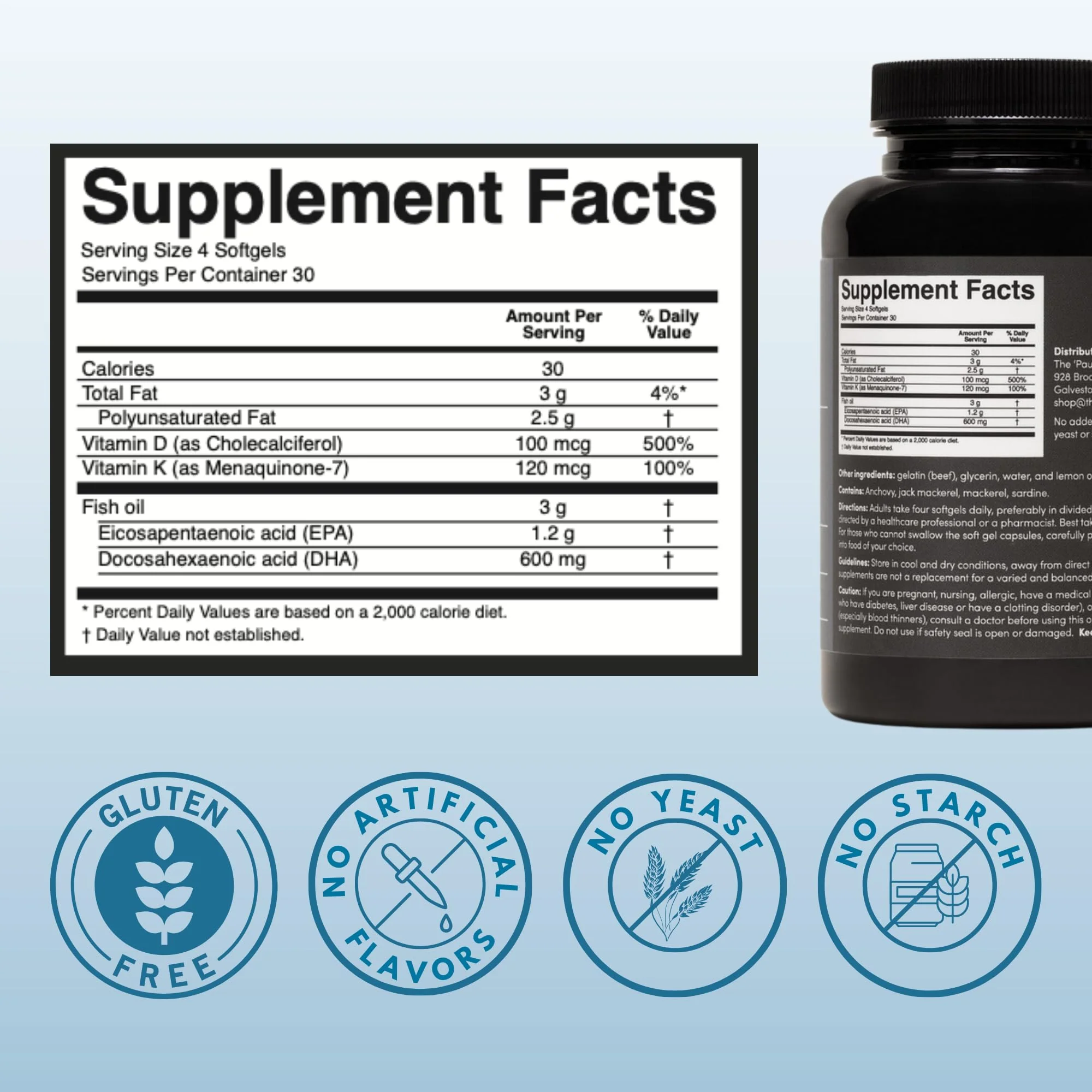 The 'Pause Life Omega-3 with Vitamin D & K2 – Gluten Free, Unflavored, 120 Softgels - Image 9