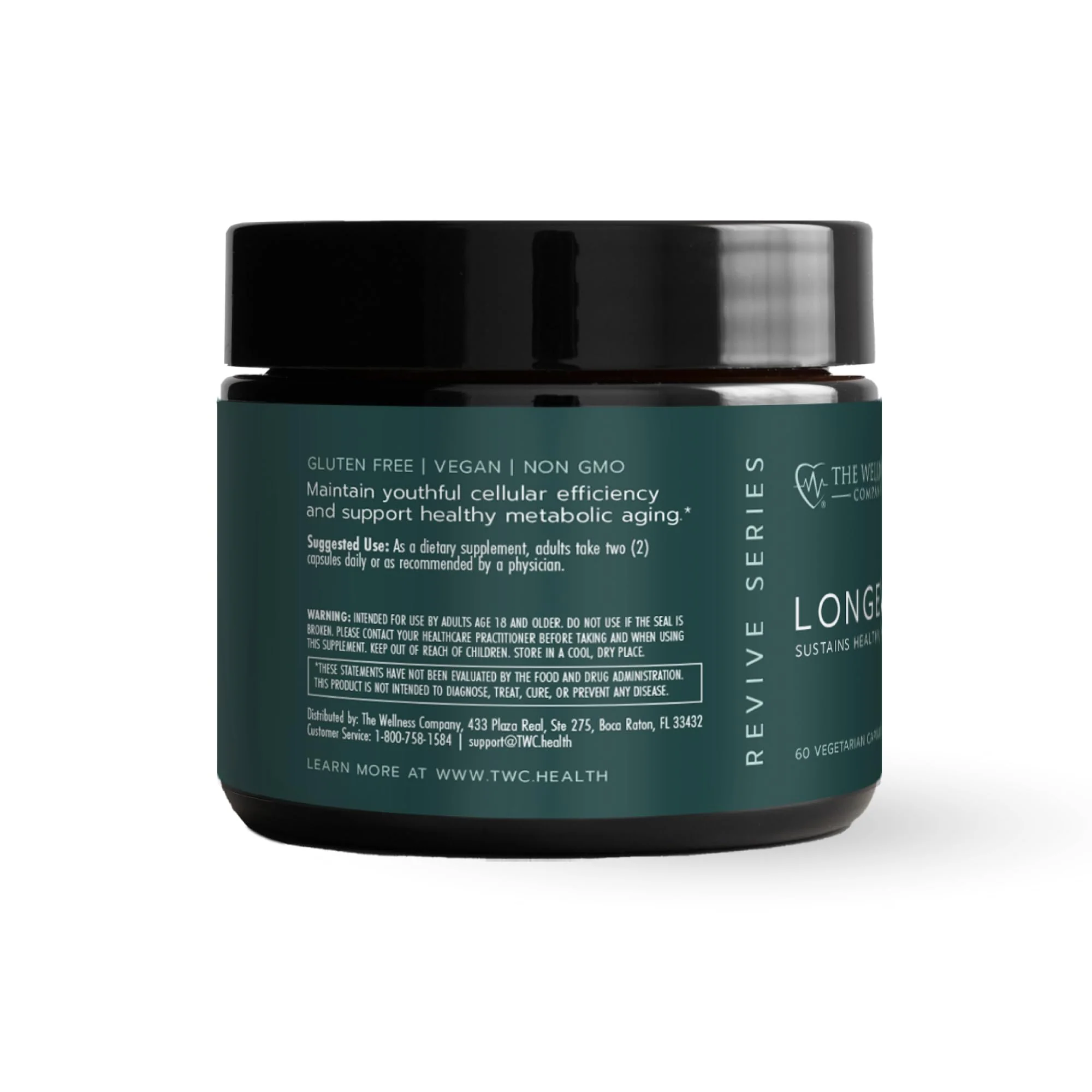 The Wellness Company Longevity – Mitochondria Efficiency, DNA Repair, Cellular Senescense - NR, Lipsomal Glutathione, Resveratrol, Bifidobacterium 15B CFU | 60ct (1 Month Supply) - Image 2