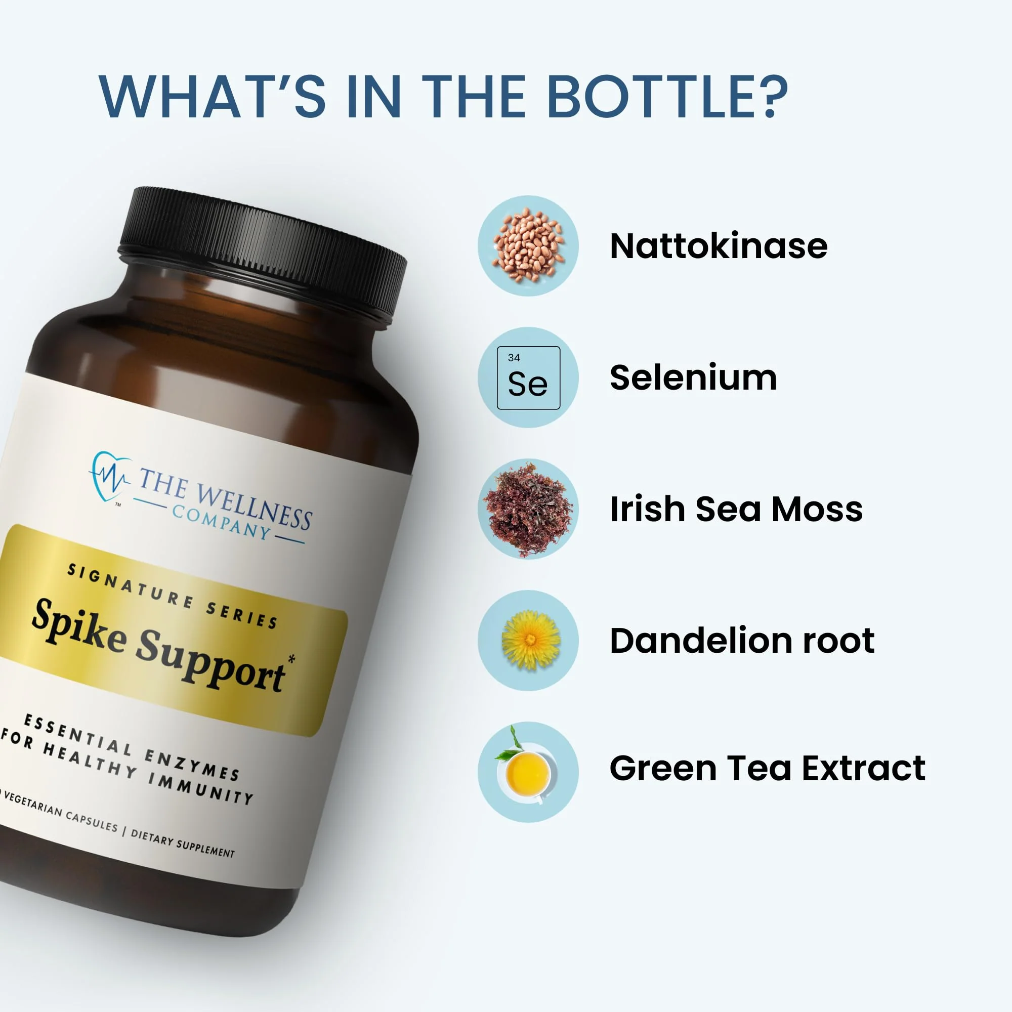 The Wellness Company Spike Support | Nattokinase, Dandelion Root & Black Sativa – 60ct - Image 11