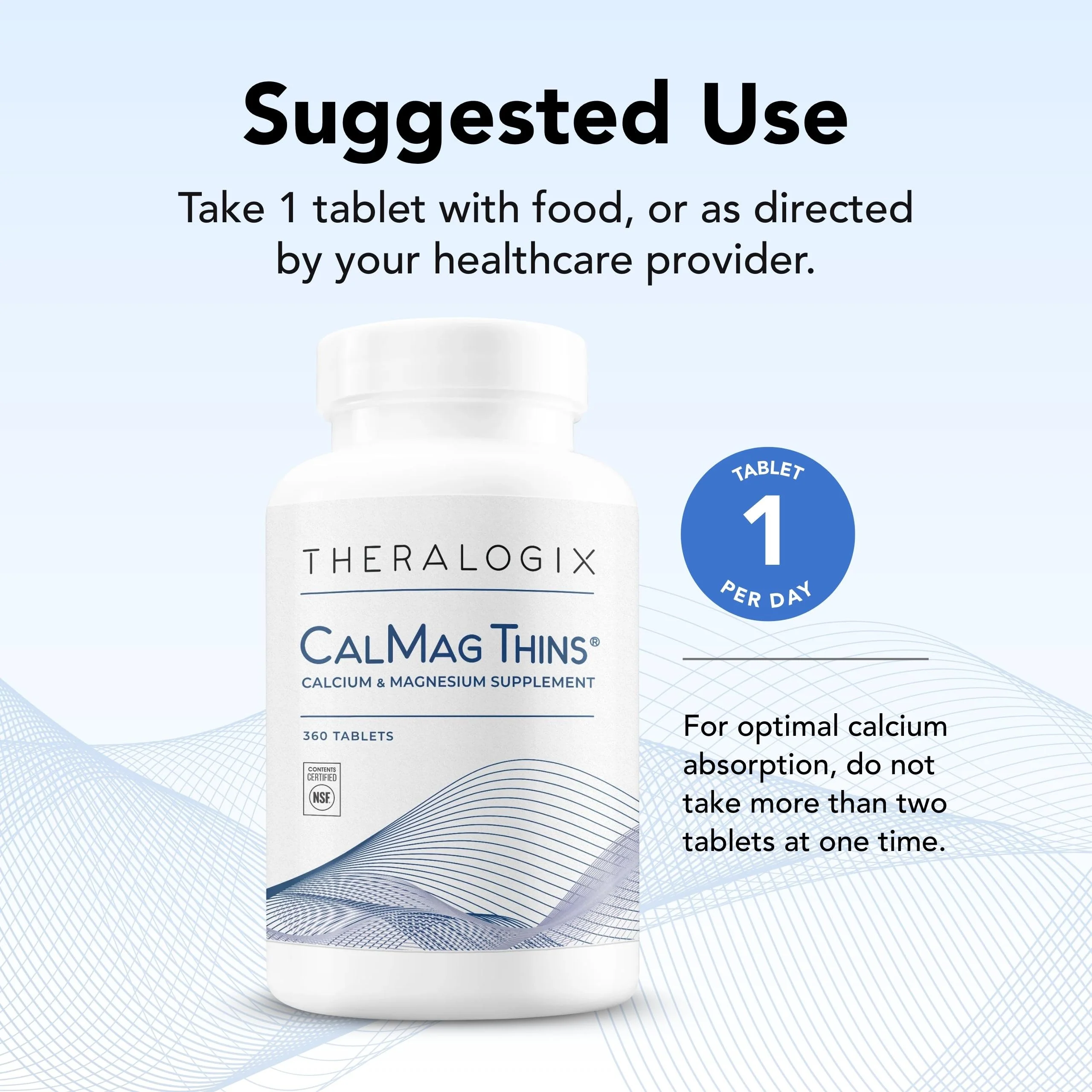 Theralogix CalMag Thins Calcium & Magnesium - 360 Tablets | NSF Certified - Image 3