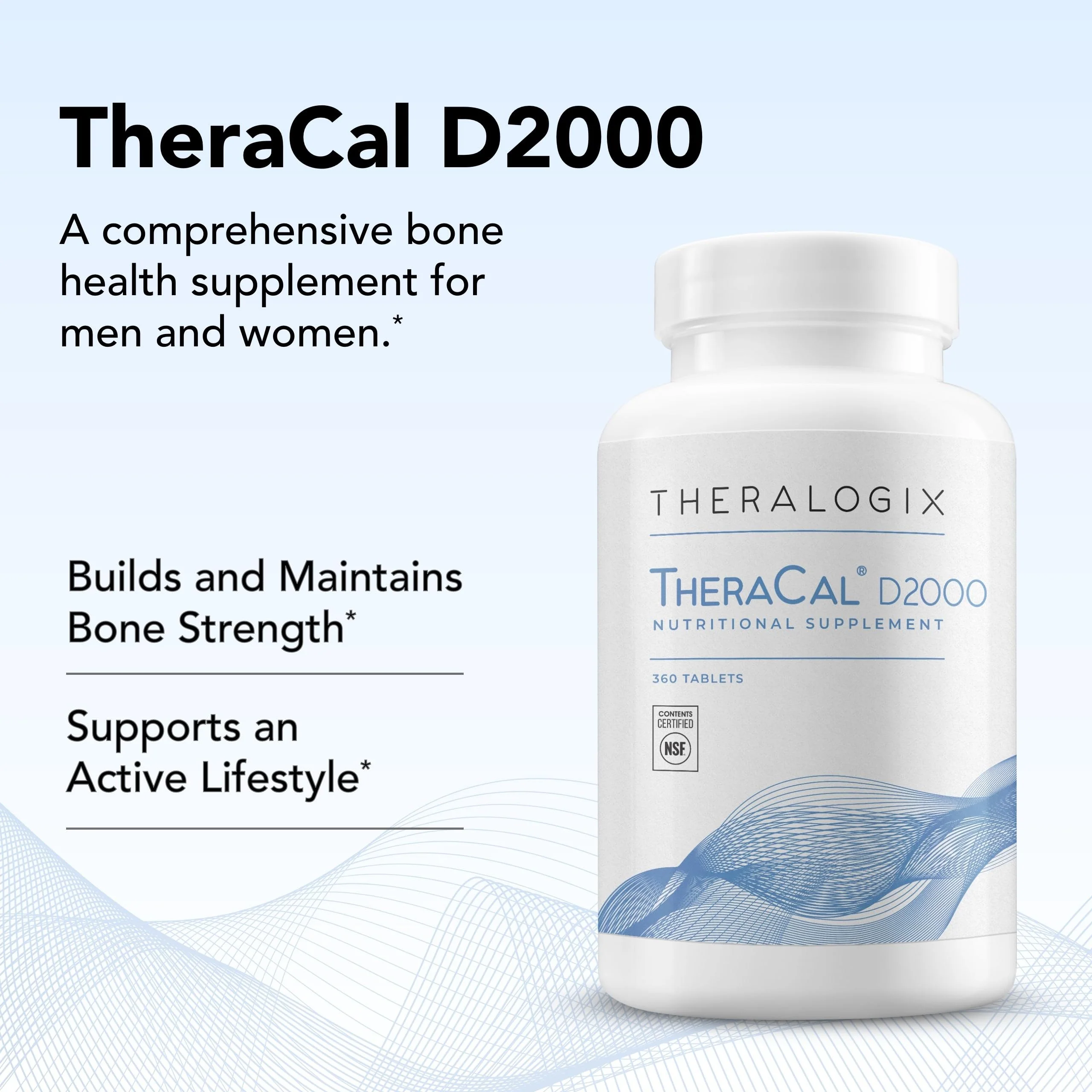 Theralogix TheraCal D2000 — Bone Health Supplement with Calcium, D3, K2 | 360 Tablets, 90-Day Supply, NSF Certified - Image 6