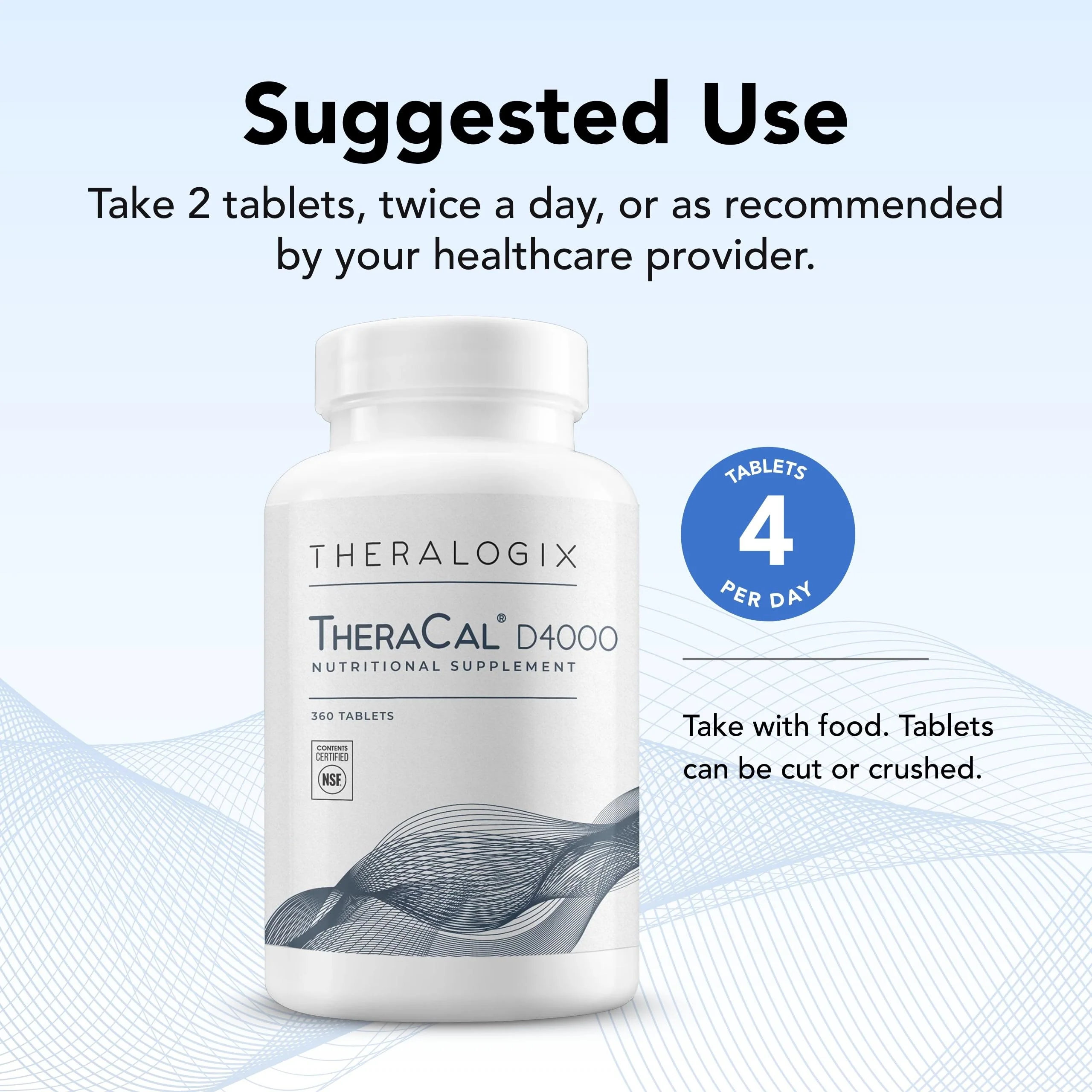 Theralogix TheraCal D4000 – Bone Health Support Supplement with Calcium, Magnesium, Vitamin D3, Vitamin K2 & Boron* | 360 Tablets | NSF Certified - Image 3