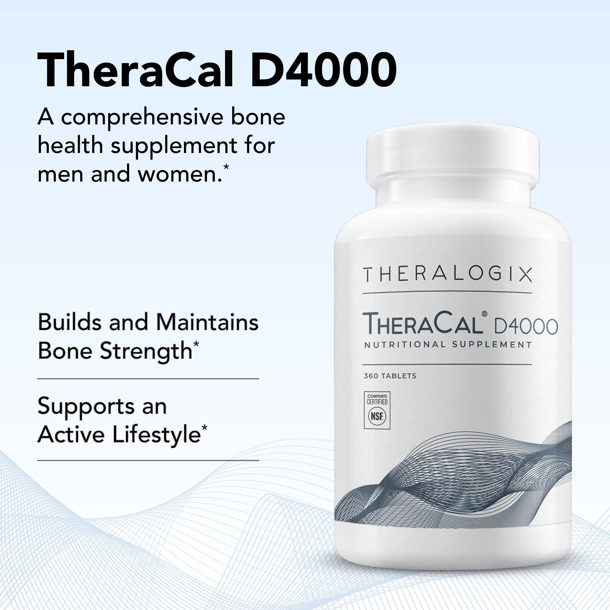 Theralogix TheraCal D4000 – Bone Health Support Supplement with Calcium, Magnesium, Vitamin D3, Vitamin K2 & Boron* | 360 Tablets | NSF Certified - Image 4