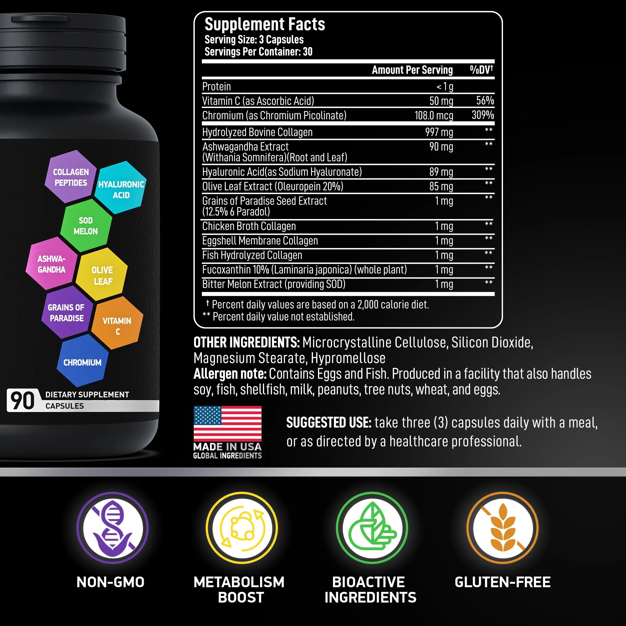 Thermogenic Multi Collagen Burn Capsules – Hydrolyzed Collagen Peptides + Hyaluronic Acid (2-Pack) - Image 3