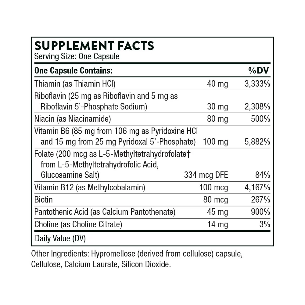 THORNE B-Complex #6 – Vitamin B Complex with Active Forms of Essential B Vitamins & Extra B6 | 60 Servings - Image 2
