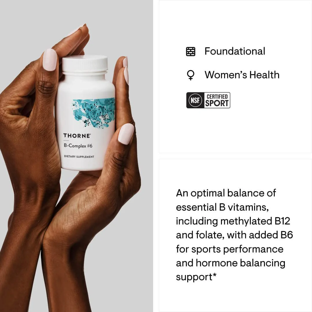 THORNE B-Complex #6 – Vitamin B Complex with Active Forms of Essential B Vitamins & Extra B6 | 60 Servings - Image 4