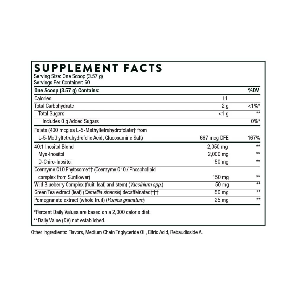 THORNE Ovarian Care – Inositol, CoQ10 & Polyphenols for Women’s Health – Mixed Berry, 7.55 oz, 60 Servings - Image 3