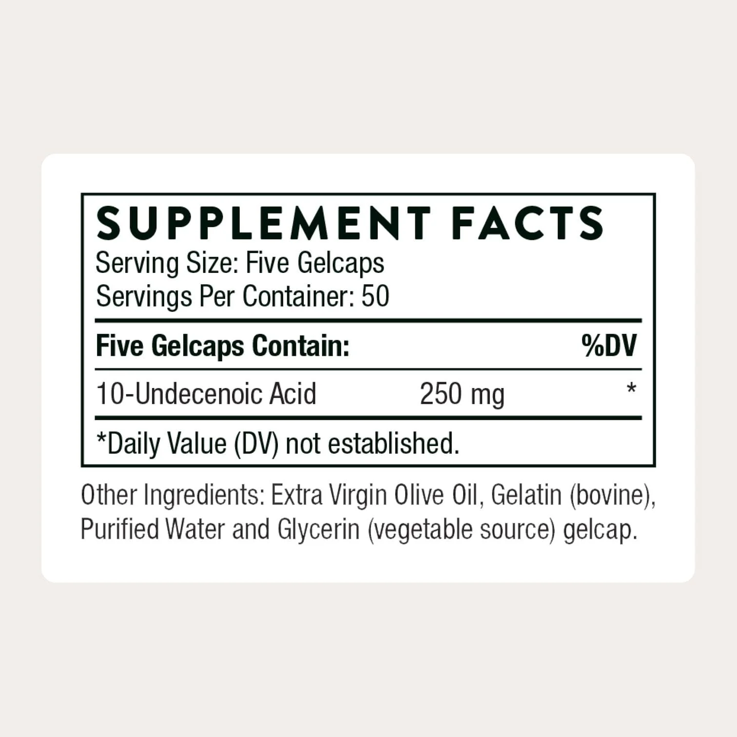 THORNE Undecylenic Acid 250 mg – Supports Gut & Vaginal Flora, Gluten Free • 250 Gelcaps, 50 Servings - Image 10