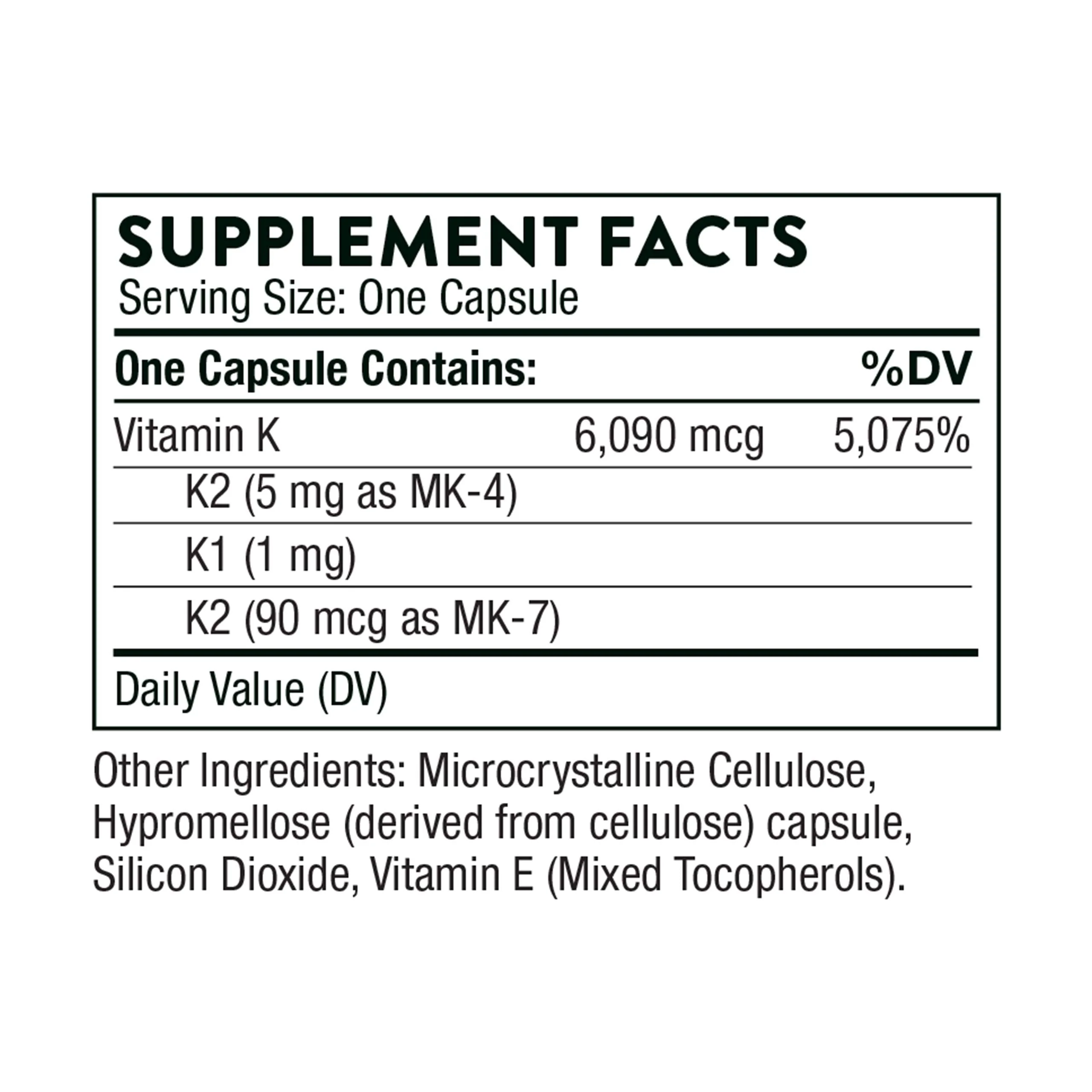 THORNE Vitamin K - K1 & K2 (MK-4 & MK-7) Supplement | 60 Servings | Gluten, Dairy & Soy-Free - Image 2