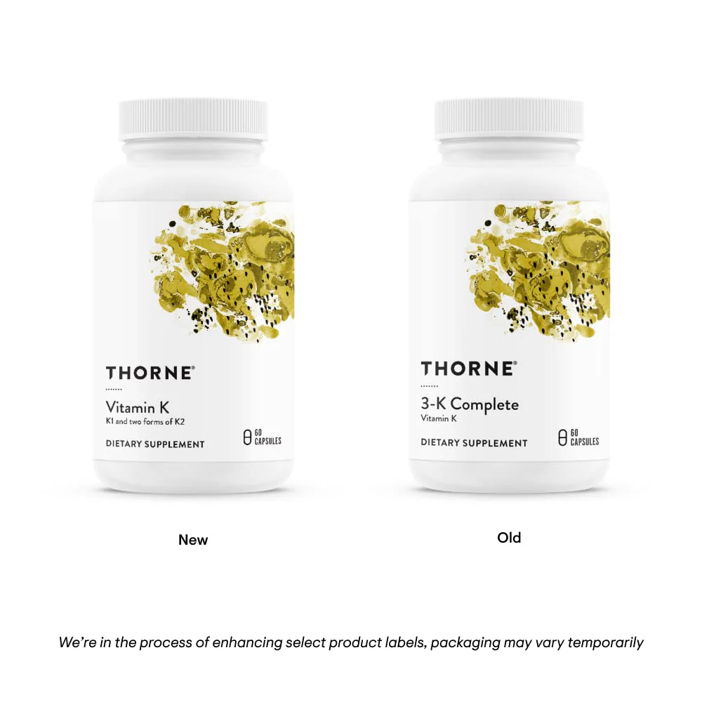 THORNE Vitamin K - K1 & K2 (MK-4 & MK-7) Supplement | 60 Servings | Gluten, Dairy & Soy-Free - Image 4