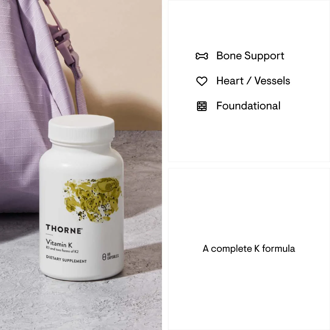 THORNE Vitamin K - K1 & K2 (MK-4 & MK-7) Supplement | 60 Servings | Gluten, Dairy & Soy-Free - Image 5