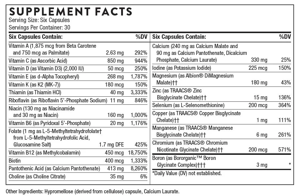 THORNE Women’s Multi 50+ – Comprehensive Daily Multivitamin for Heart, Bone & Immune Health | 180 Capsules - Image 2