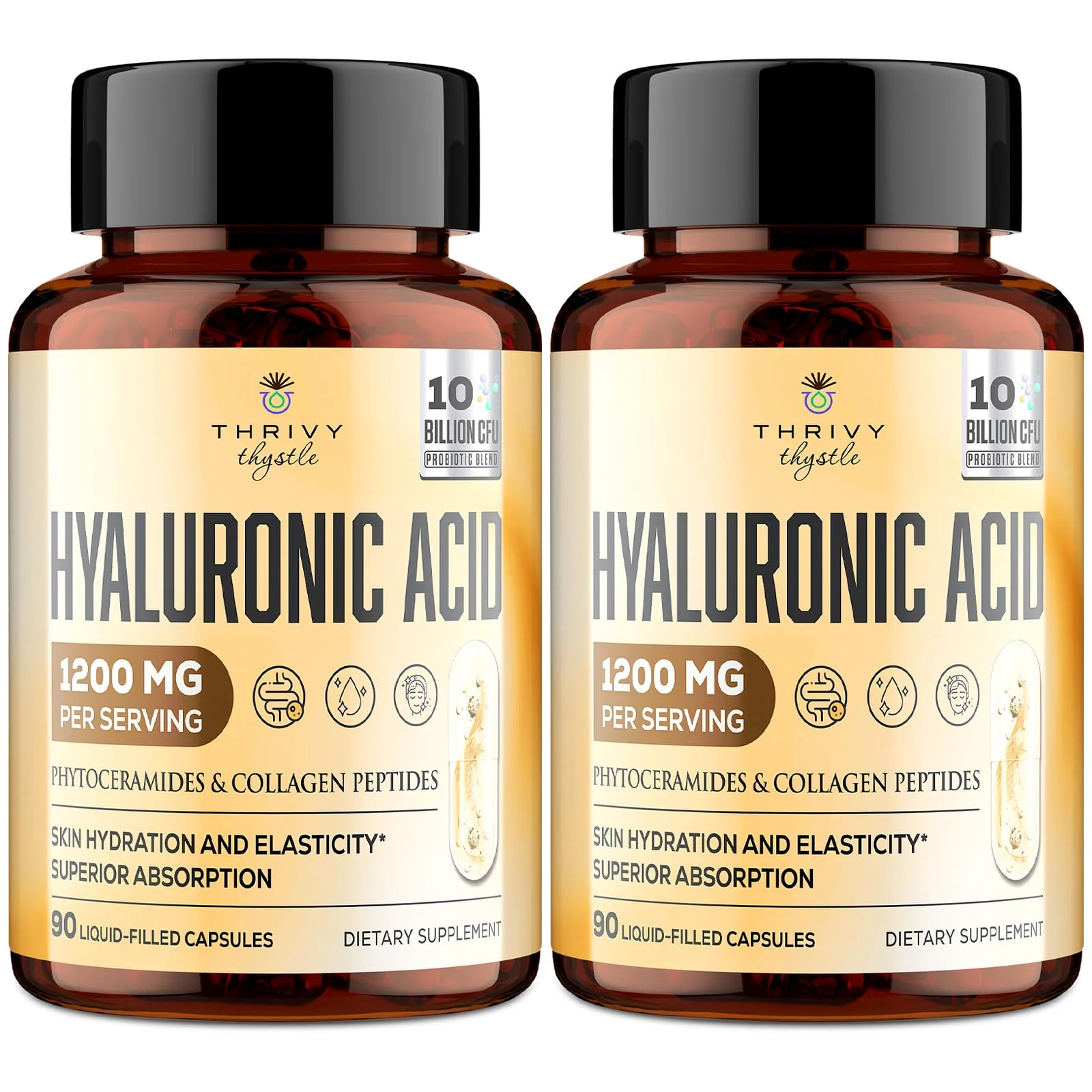 ThrivyThystle 19-in-1 Hyaluronic Acid Capsules – 2 Pack, 1200 mg, Collagen, Vitamin C, Probiotics - Image 8