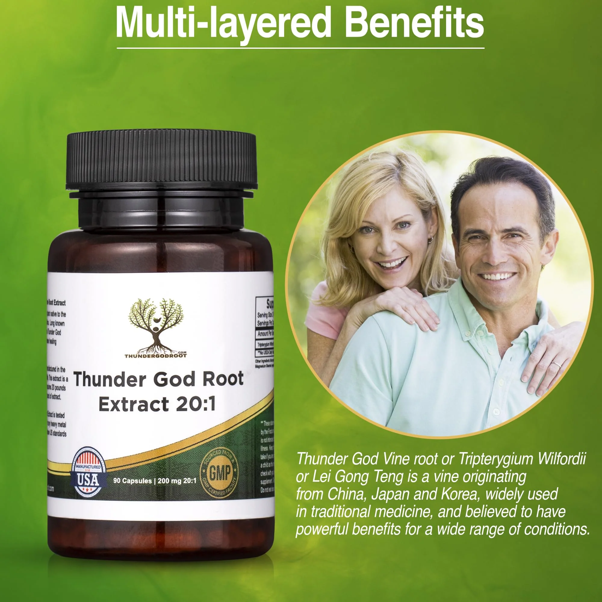 Thunder God Vine Root 20:1 Supplement – 200 mg Tripterygium Wilfordii, 90 Capsules | ThunderGodRoot - Image 3