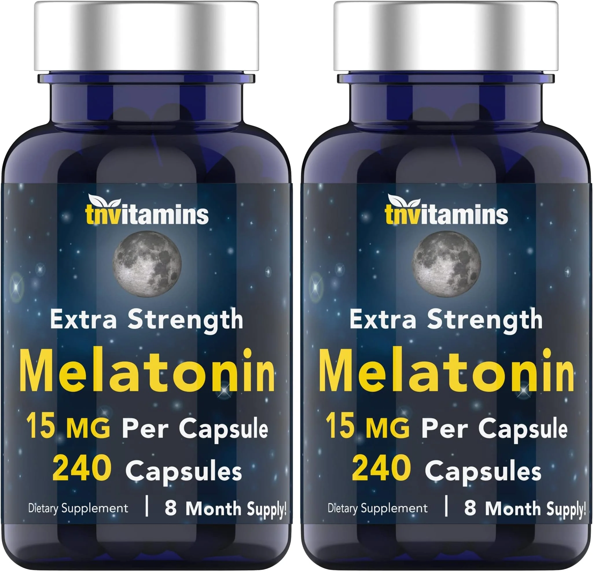 tnvitamins Melatonin 15 mg per Capsule – 240 Capsules (Pack of 2) – Extra Strength Nighttime Sleep Support - Image 8