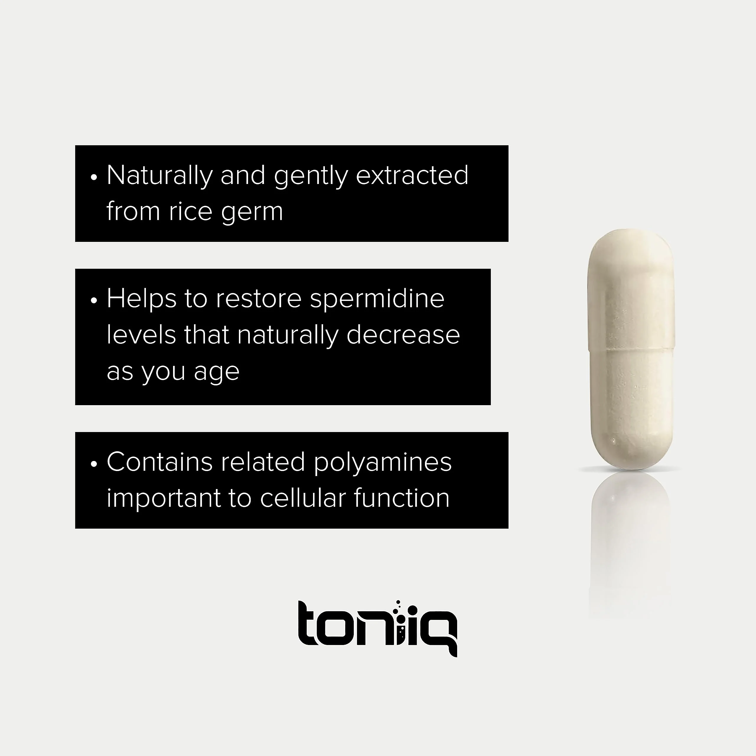 Toniiq Ultra Concentrated 500mg Spermidine – Non-Synthetic, Rice Germ Extract, 5 mg Serving - Image 6