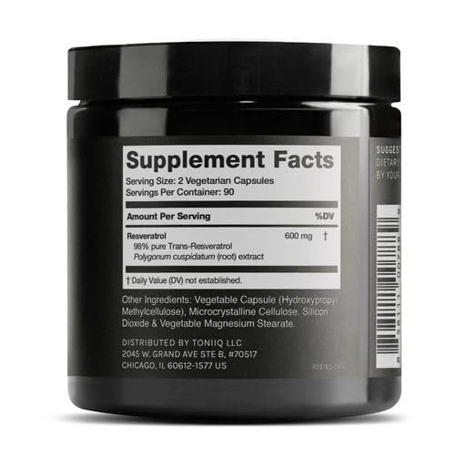 Toniiq Ultra High Purity Resveratrol Capsules - 98% Trans-Resveratrol | 180 Caps - Image 3