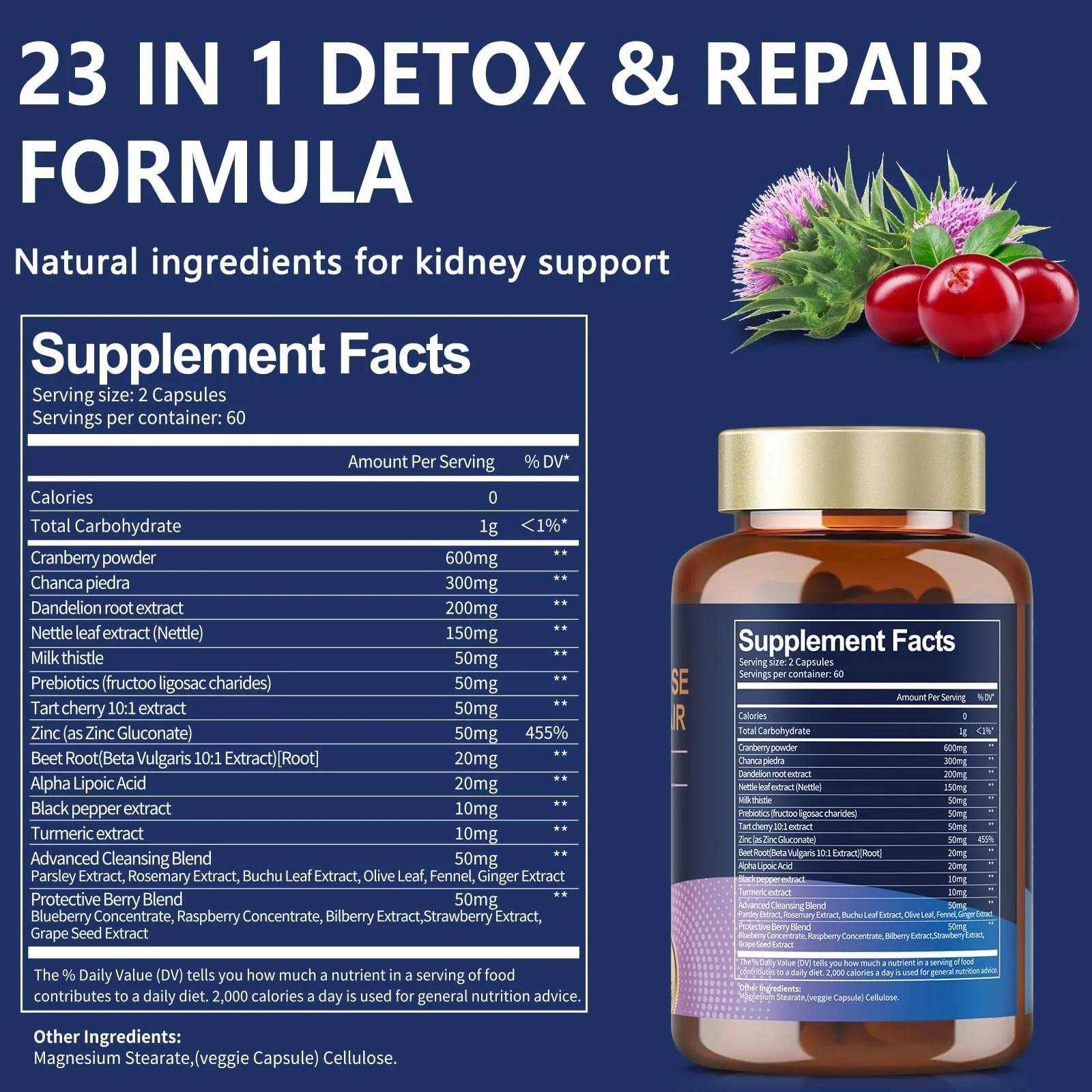 Totaria Kidney & Liver Cleanse Detox Capsules with Cranberry & Chanca Piedra | Urinary & Liver Support - Image 6