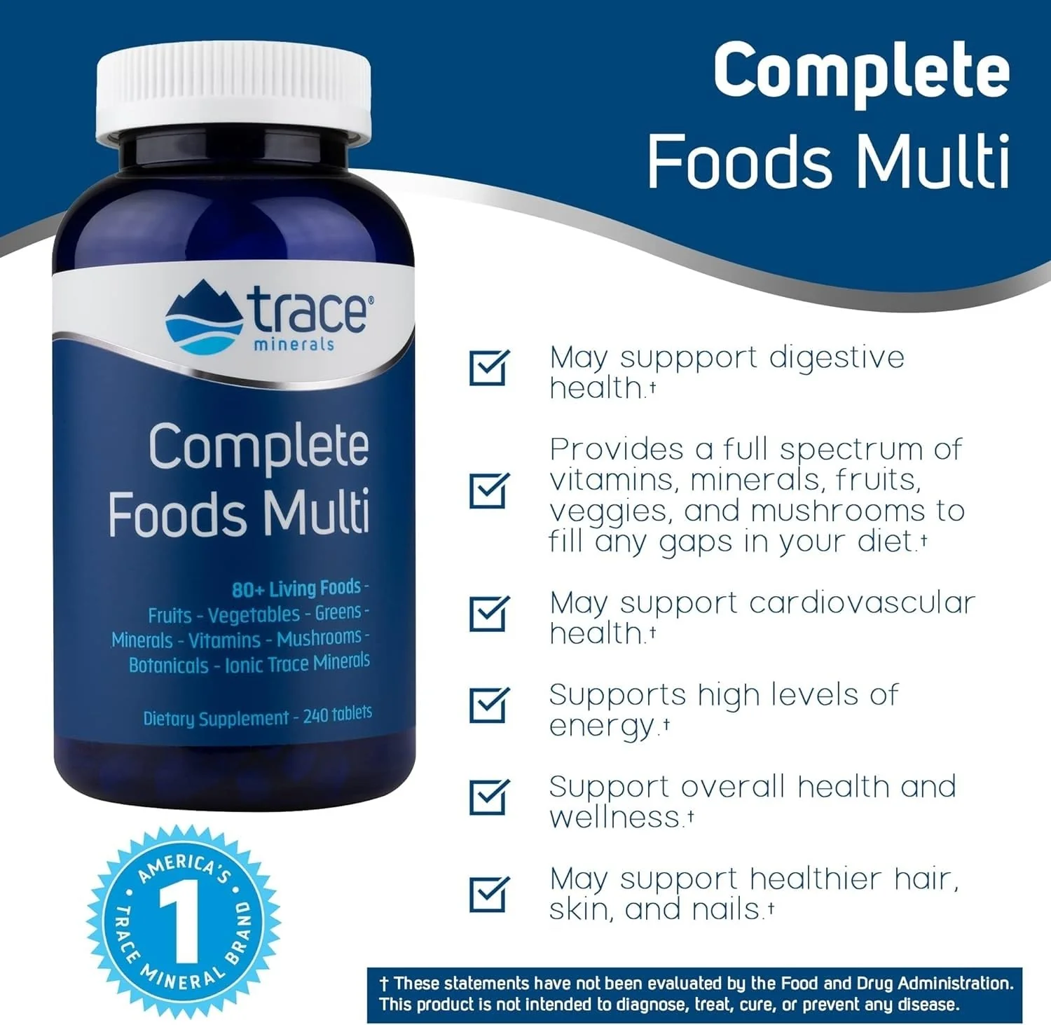 Trace Minerals Complete Foods Multi – Daily Multivitamin with Ionic Trace Minerals (240 Tabs) - Image 3
