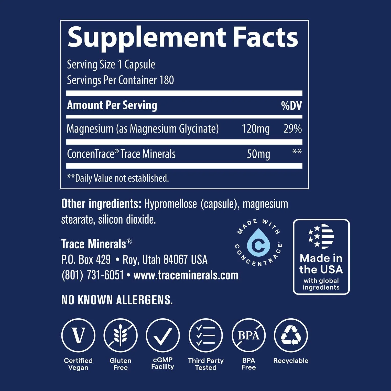 Trace Minerals Magnesium Glycinate 120mg | Bone & Nerve Health, Sleep Support – 180 Capsules - Image 7