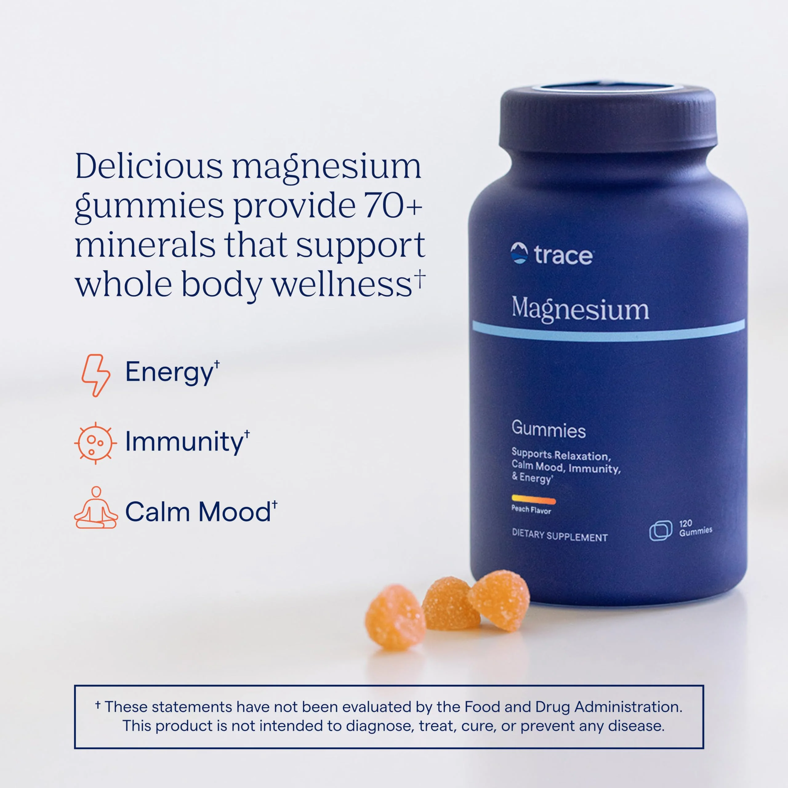 Trace Minerals Magnesium Gummies – Tangerine (120 Count) Calming Magnesium Chewables for Kids & Adults - Image 2
