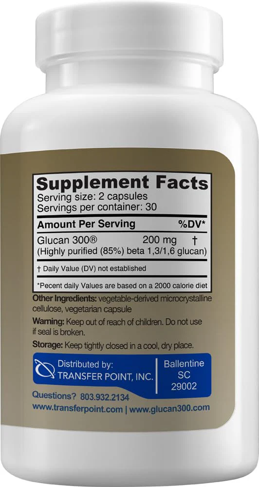 Transfer Point Immune Support Supplement – Highly Purified Beta 1,3D Glucan 100 mg per Capsule (b-glucan Fiber) Pack of 2 - Image 3