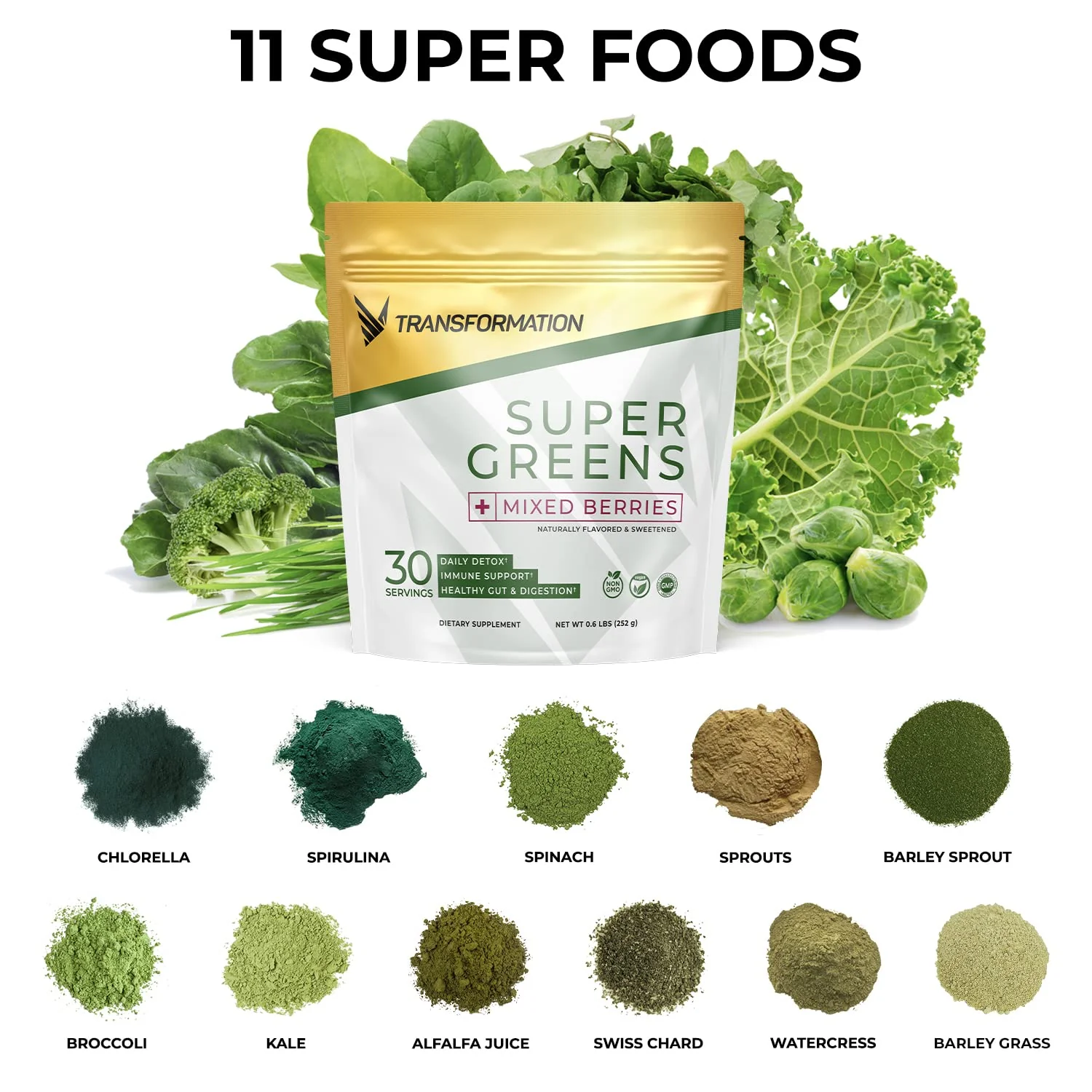 Transformation Super Greens – Immune & Energy Support Green Juice Powder with Spirulina & Chlorella - Image 4