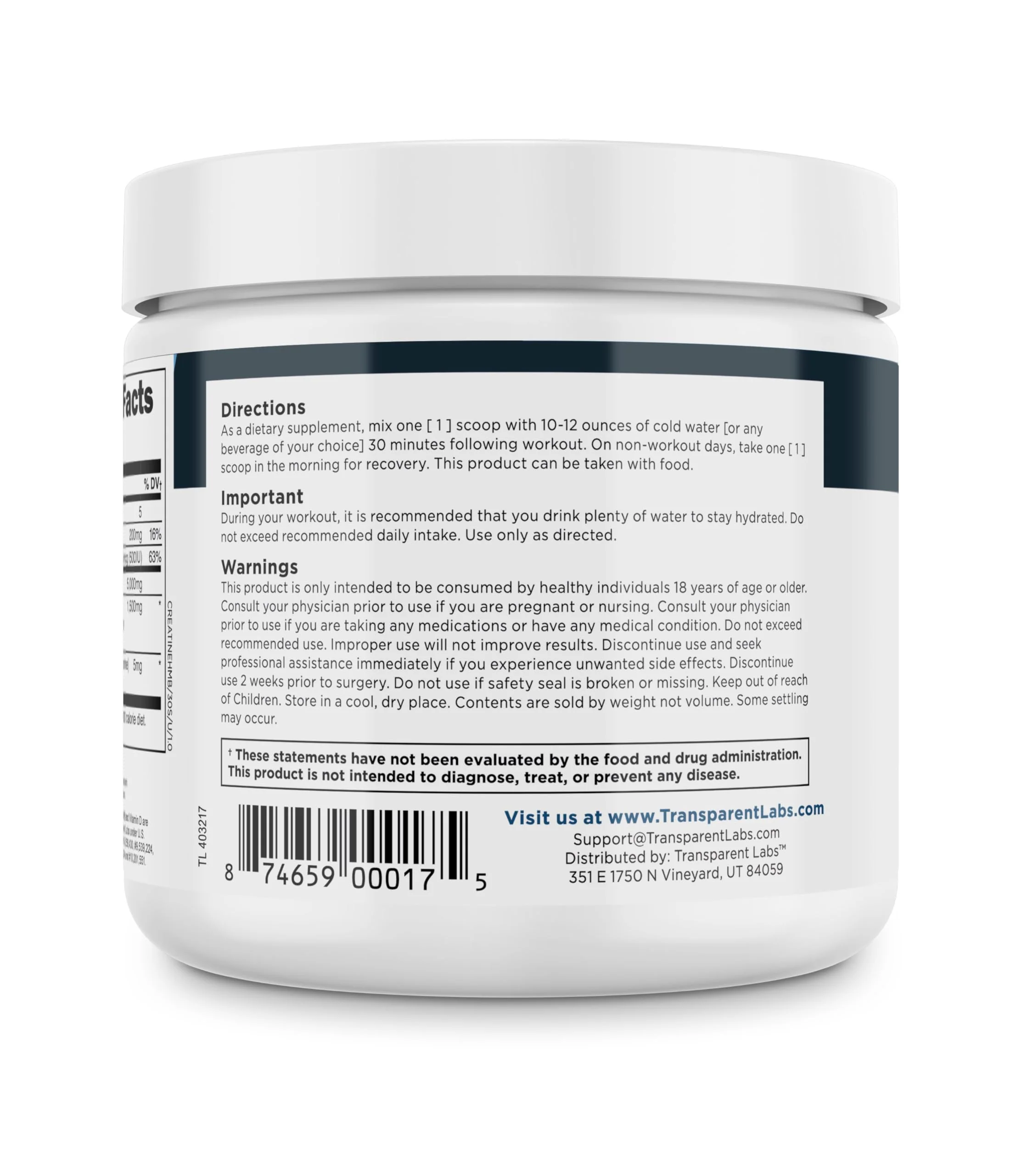 Transparent Labs Creatine HMB - Creatine Monohydrate with HMB | 30 Servings, Unflavored - Image 3