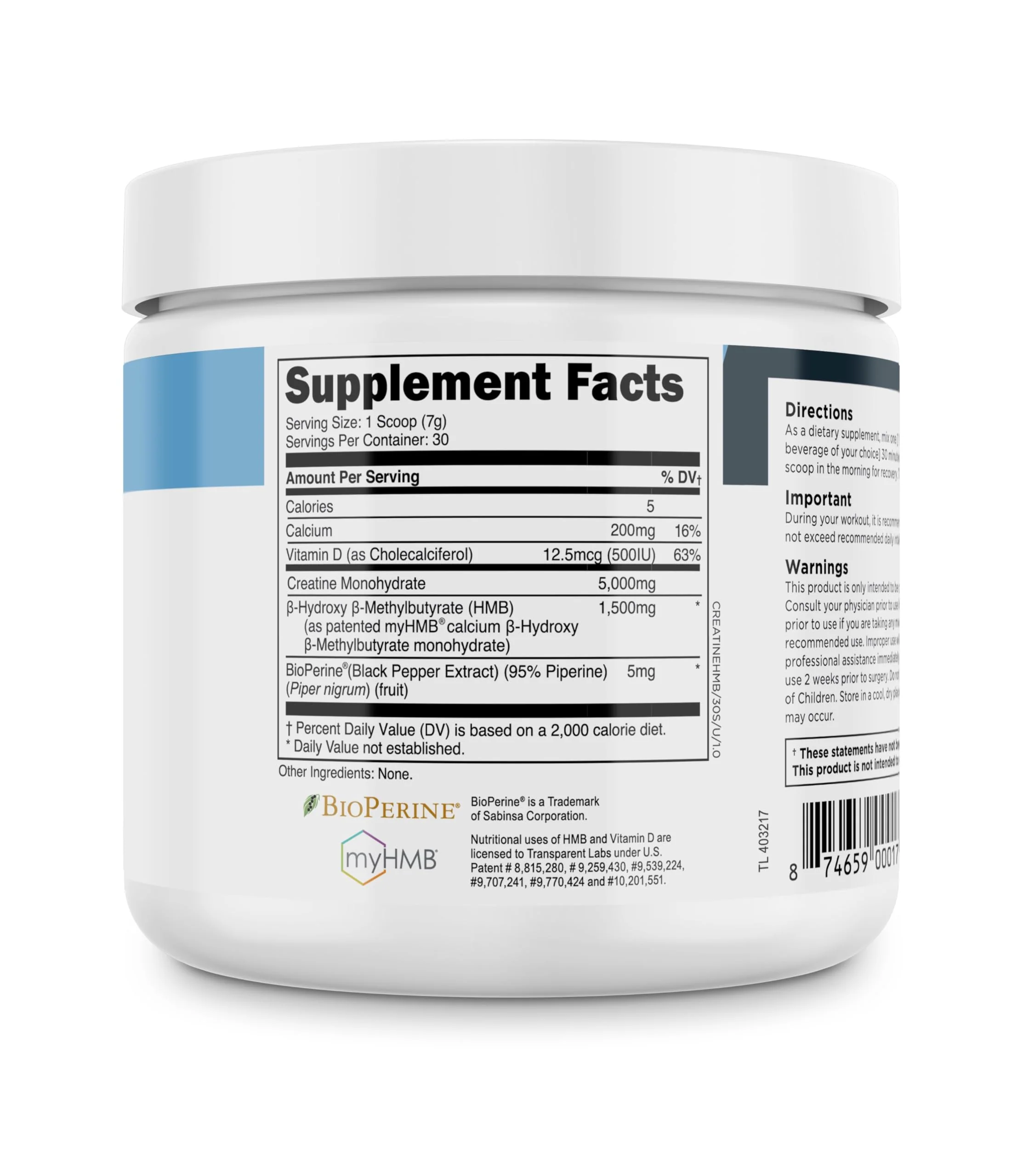 Transparent Labs Creatine HMB - Creatine Monohydrate with HMB | 30 Servings, Unflavored - Image 9
