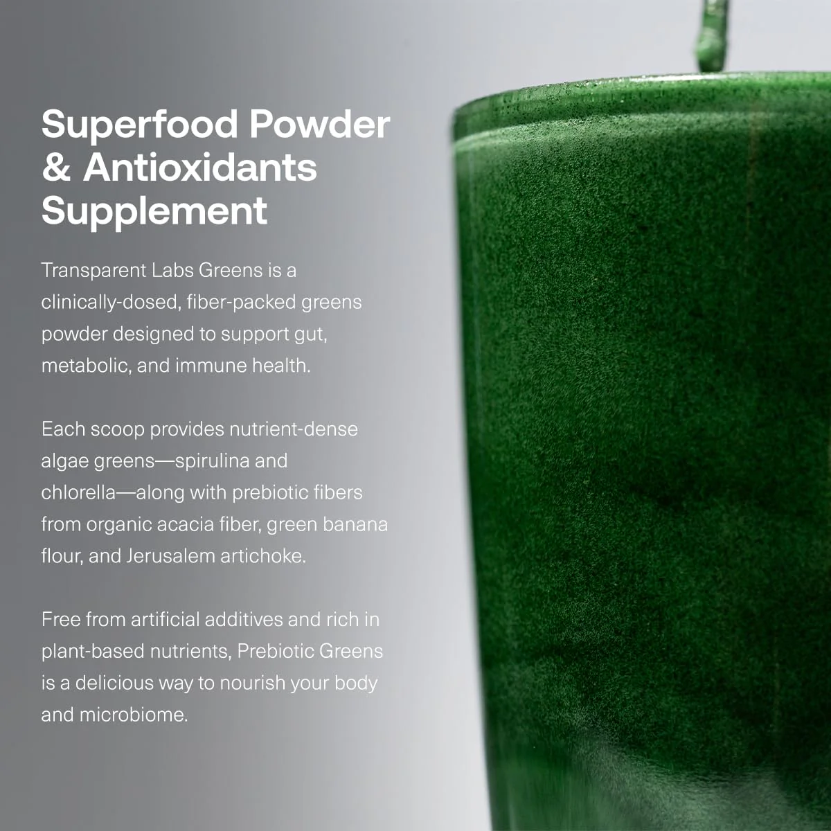 Transparent Labs Prebiotic Greens - Peach Mango, 30 Servings | Organic Spirulina, Chloerra, Acacia & Green Banana - Image 5