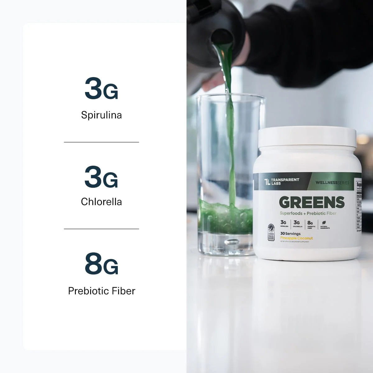 Transparent Labs Prebiotic Greens - Peach Mango, 30 Servings | Organic Spirulina, Chloerra, Acacia & Green Banana - Image 6
