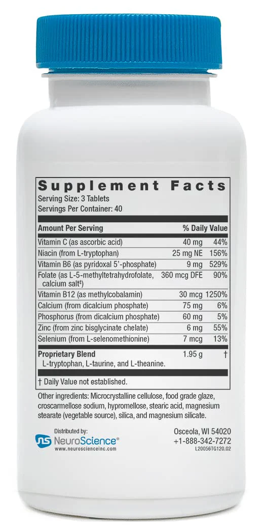 TravaGen Mood Support – L-Tryptophan, L-Theanine & B12 (120 capsules) - Image 6