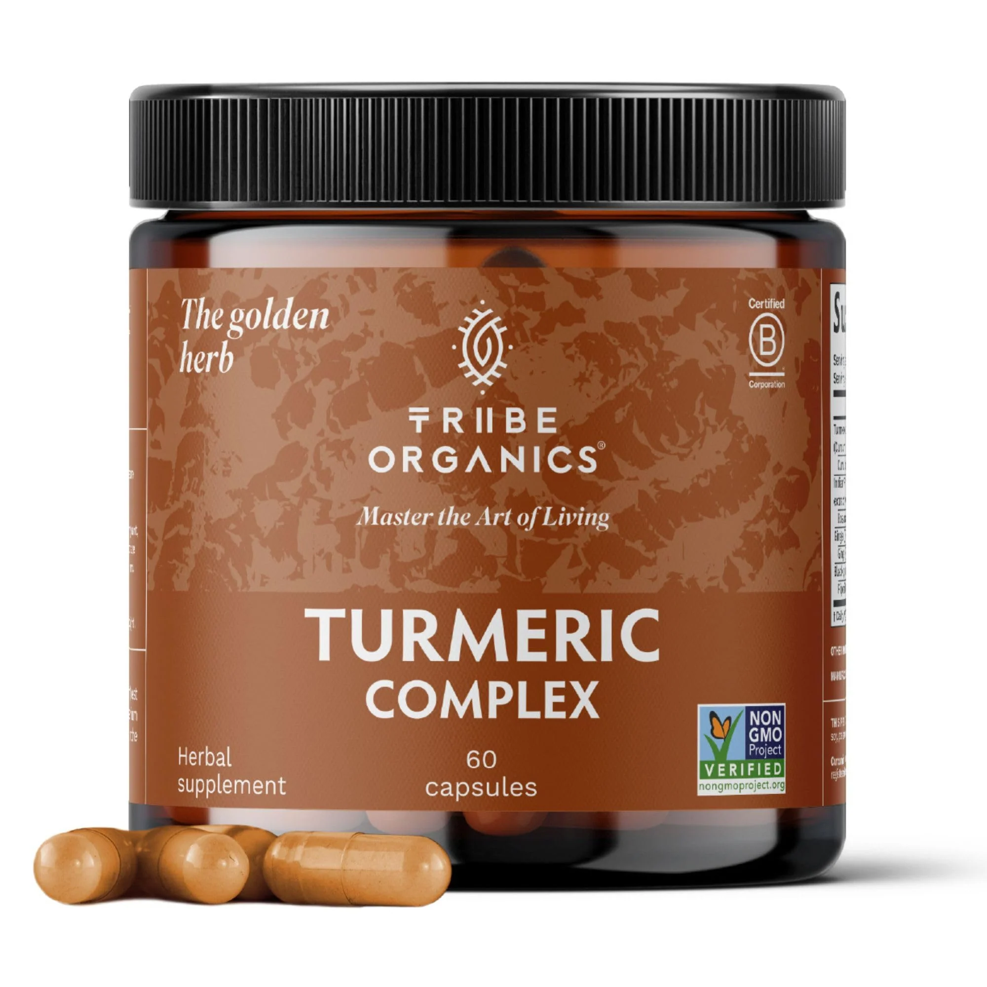 TRIBE ORGANICS Turmeric Curcumin C3 Complex with BioPerine 1050mg | Natural Joint Support | 95% Curcuminoids & Black Pepper for High Absorption | 60 Vegan Capsules