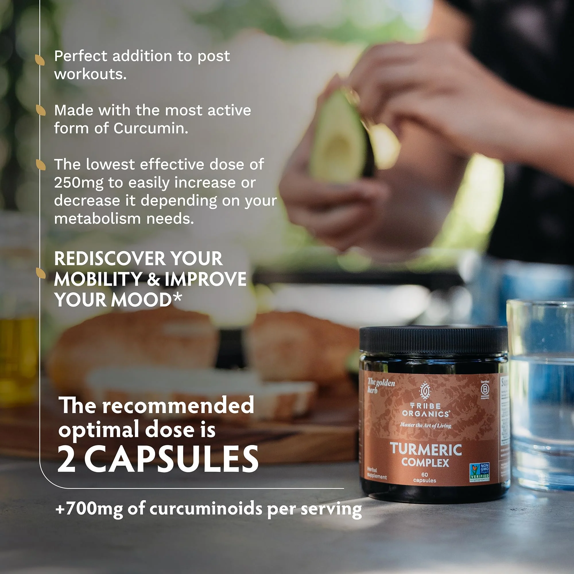 TRIBE ORGANICS Turmeric Curcumin C3 Complex with BioPerine 1050mg | Natural Joint Support | 95% Curcuminoids & Black Pepper for High Absorption | 60 Vegan Capsules - Image 6