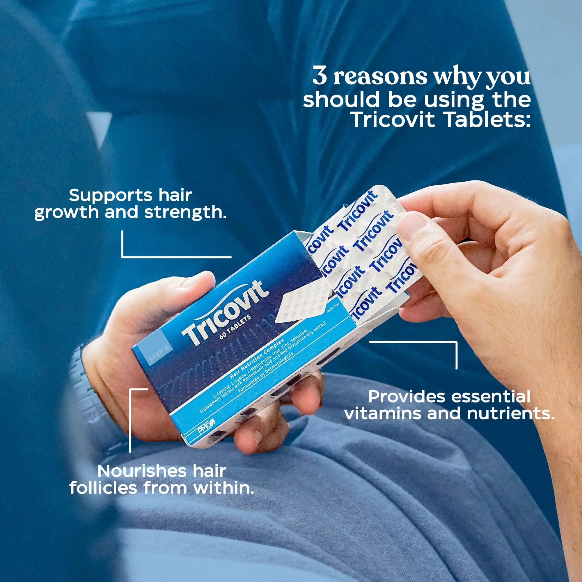 Tricovit Hair Growth Supplement | Nail & Hair Health Vitamins (60 tablets) - Image 2