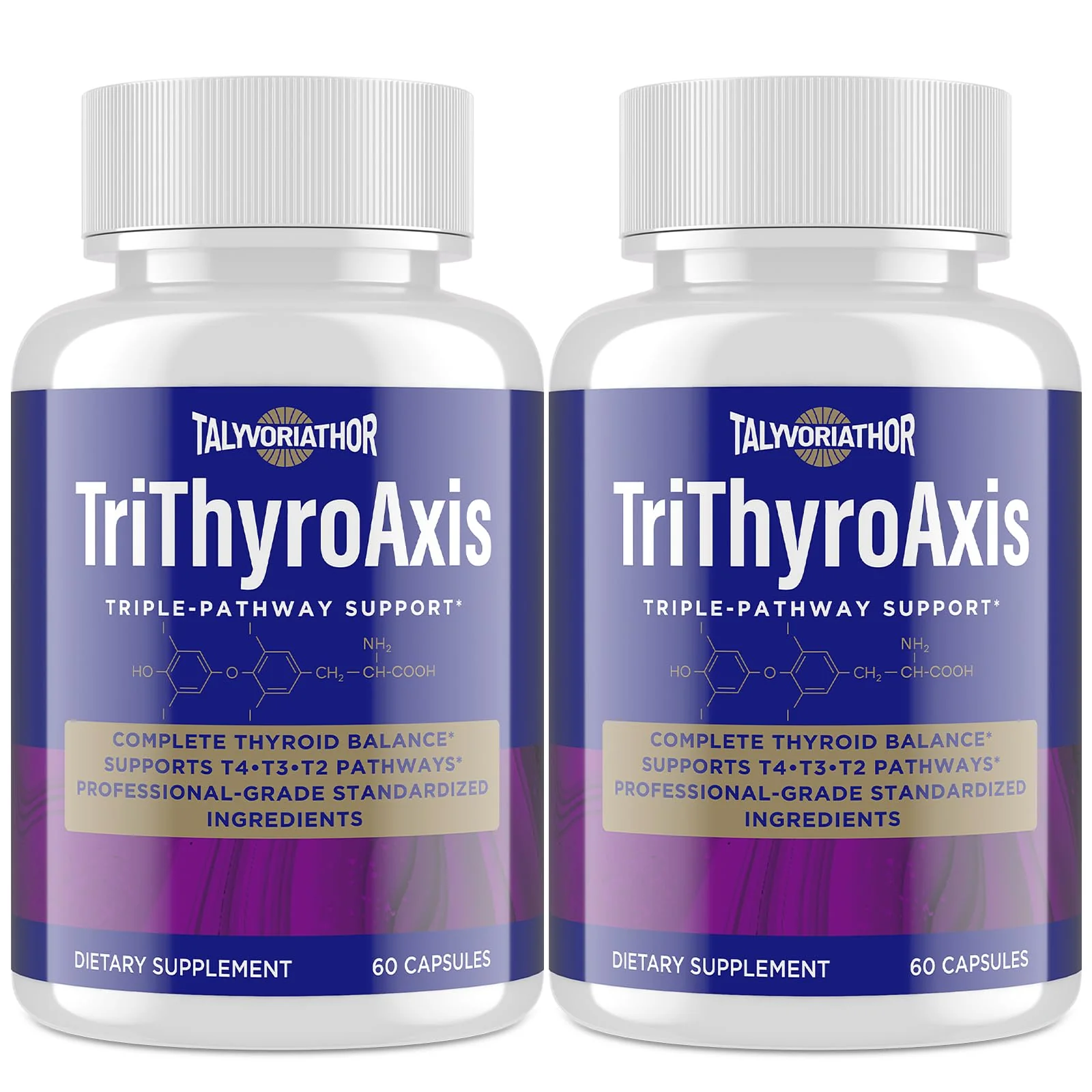 TriThyroAxis Thyroid Support Supplement by Talyvoriathor – Triple-Pathway Formula for Energy & Metabolism – 60 Capsules (2 Bottles) - Image 8