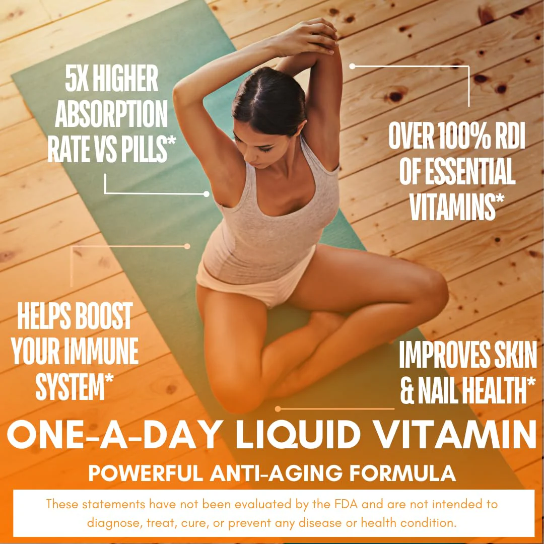 Tropical Oasis Mega Premium Liquid Multivitamin – 1333% Vitamin C, 200% Vitamin D3, Zinc | 32 Servings | Sugar Free | Orange - Image 3