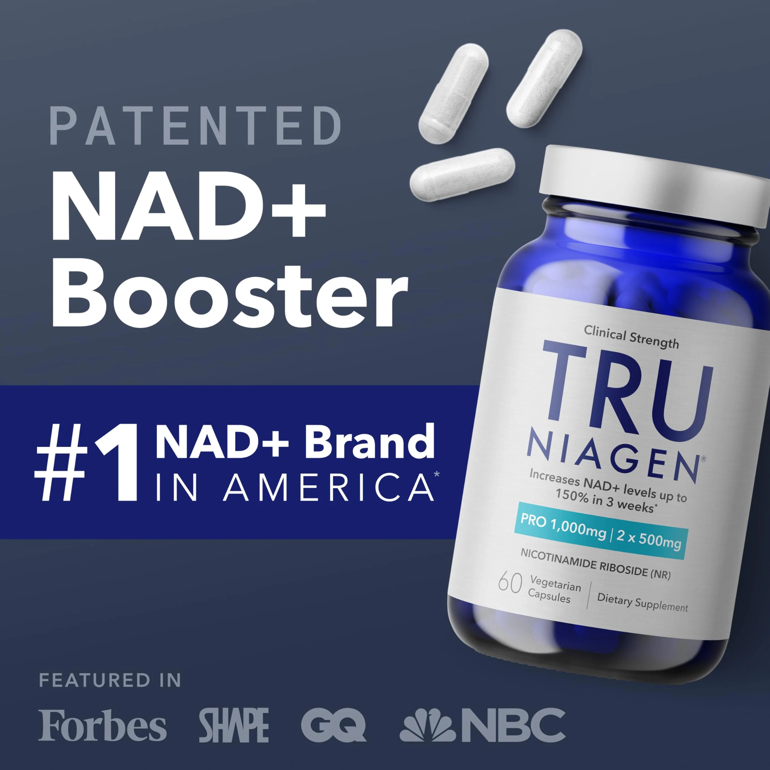 TRU NIAGEN PRO NAD+ Supplement – Anti-Aging, Cellular Energy, 2x500mg Niagen (NR), 30 Servings - Image 3