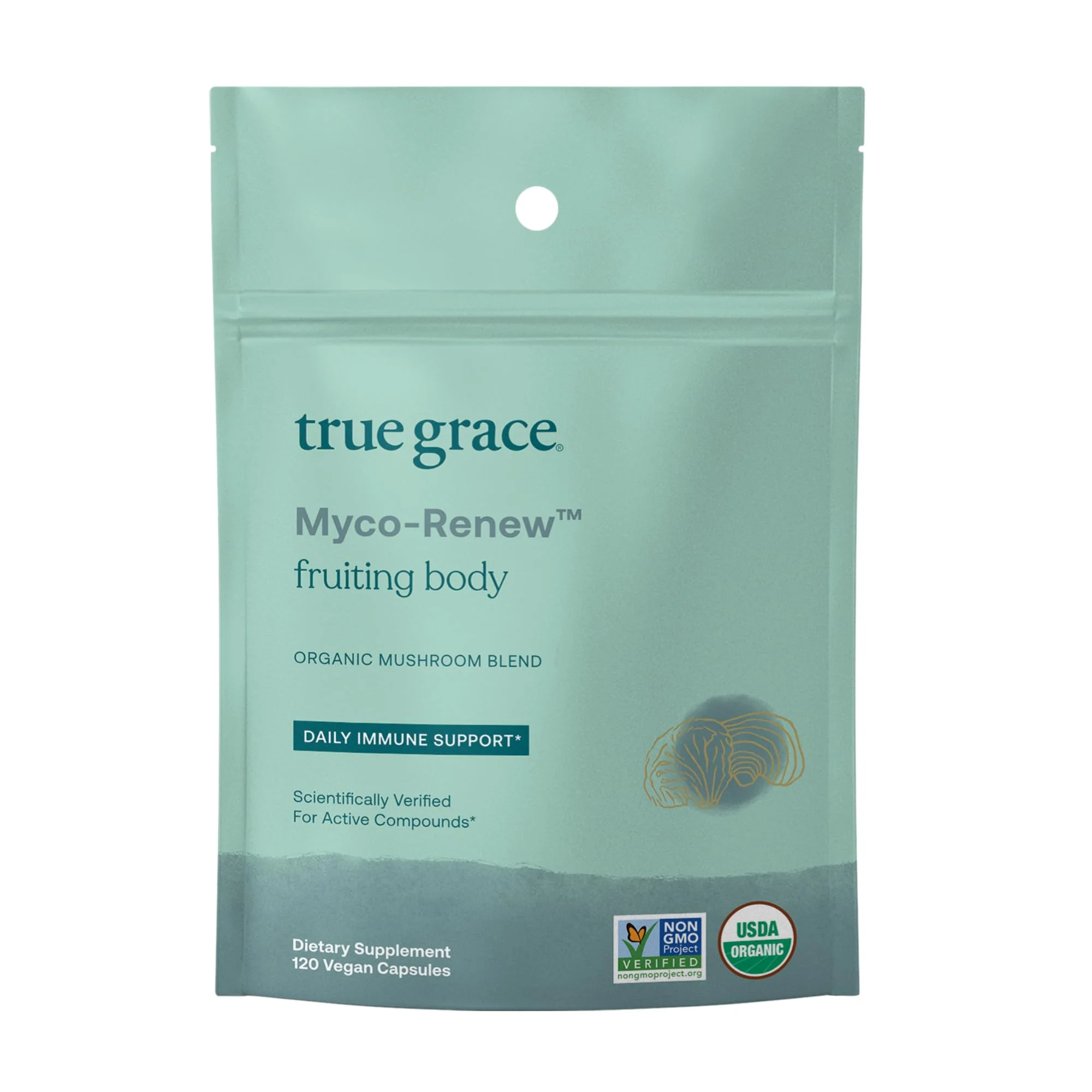 True Grace Mushroom Myco-Renew Blend Daily Immune Support - 120 Count Capsules - Organic