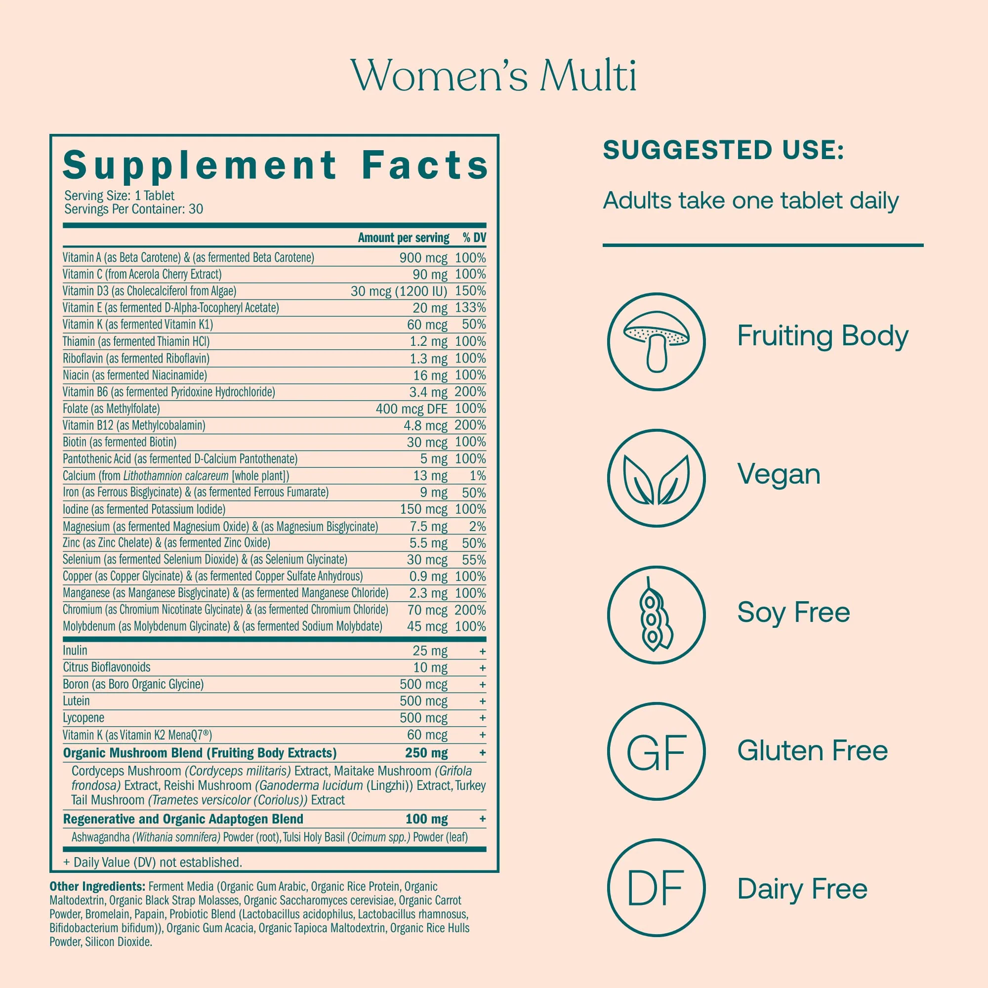 True Grace One Daily Women's Multivitamin & Probiotic - 30-Day Supply | Gluten Free & Organic - Image 2