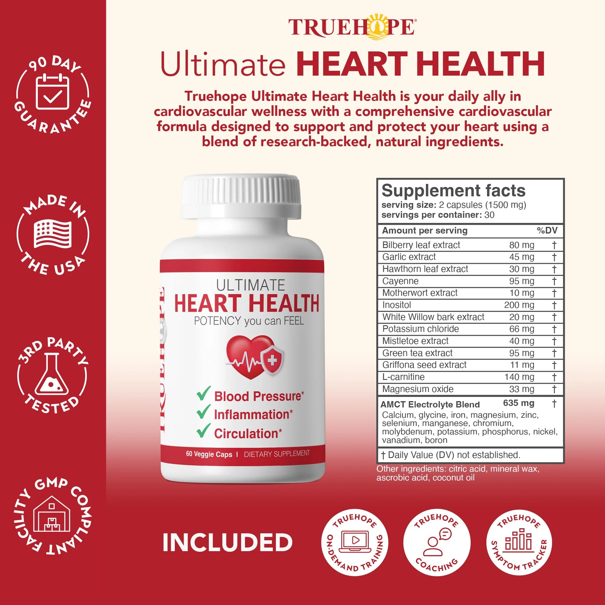 Truehope 27-in-1 Ultimate Heart Health Supplement | Blood Pressure, Circulation, Heart Function Support | Potency You Can Feel Day 1 | Hawthorn, Motherwort, Inositol, Mistletoe | + Advanced Chelation - Image 2