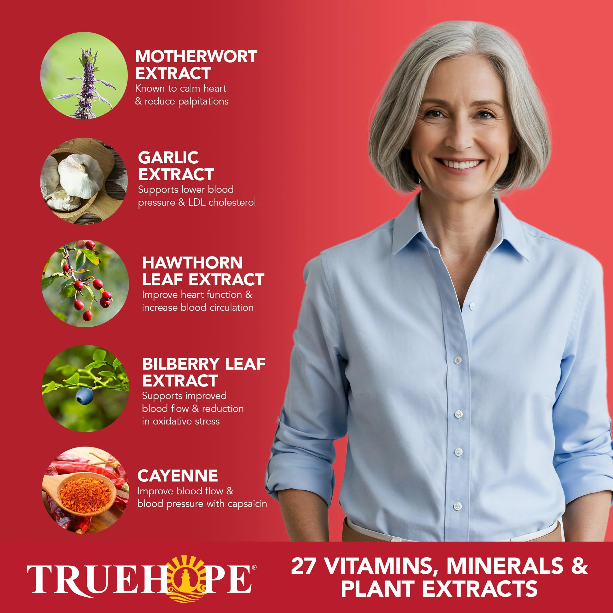 Truehope 27-in-1 Ultimate Heart Health Supplement | Blood Pressure, Circulation, Heart Function Support | Potency You Can Feel Day 1 | Hawthorn, Motherwort, Inositol, Mistletoe | + Advanced Chelation - Image 5