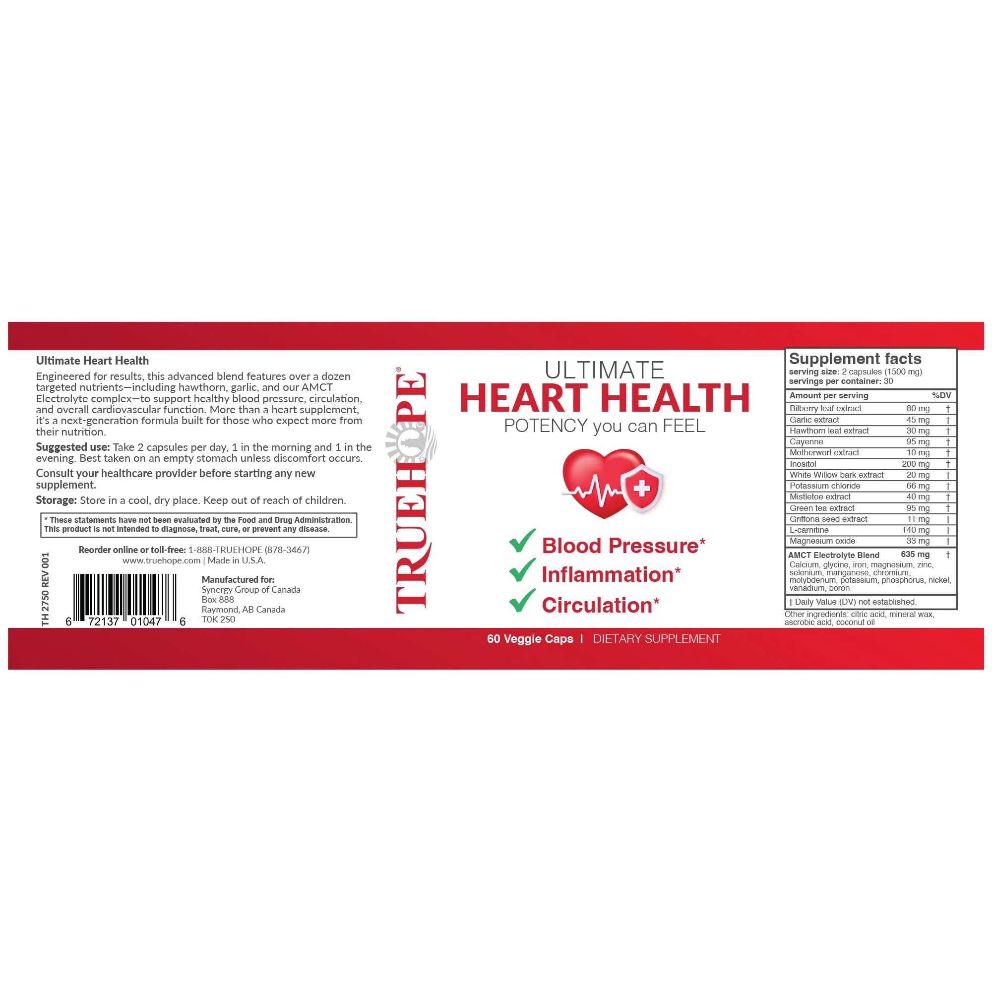 Truehope 27-in-1 Ultimate Heart Health Supplement | Blood Pressure, Circulation, Heart Function Support | Potency You Can Feel Day 1 | Hawthorn, Motherwort, Inositol, Mistletoe | + Advanced Chelation - Image 9