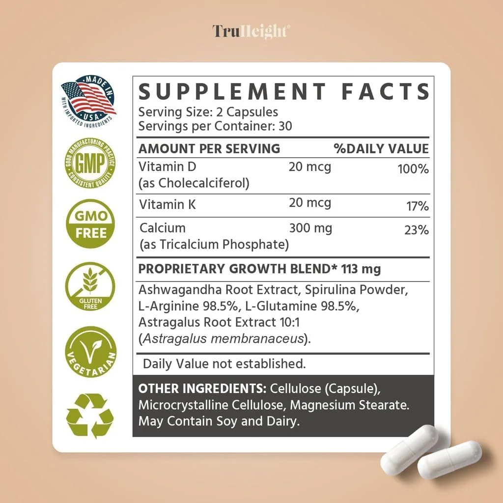 TruHeight Growth Capsules for Kids & Teens | Natural Bone Support with D3, K2 & Ashwagandha - Image 6