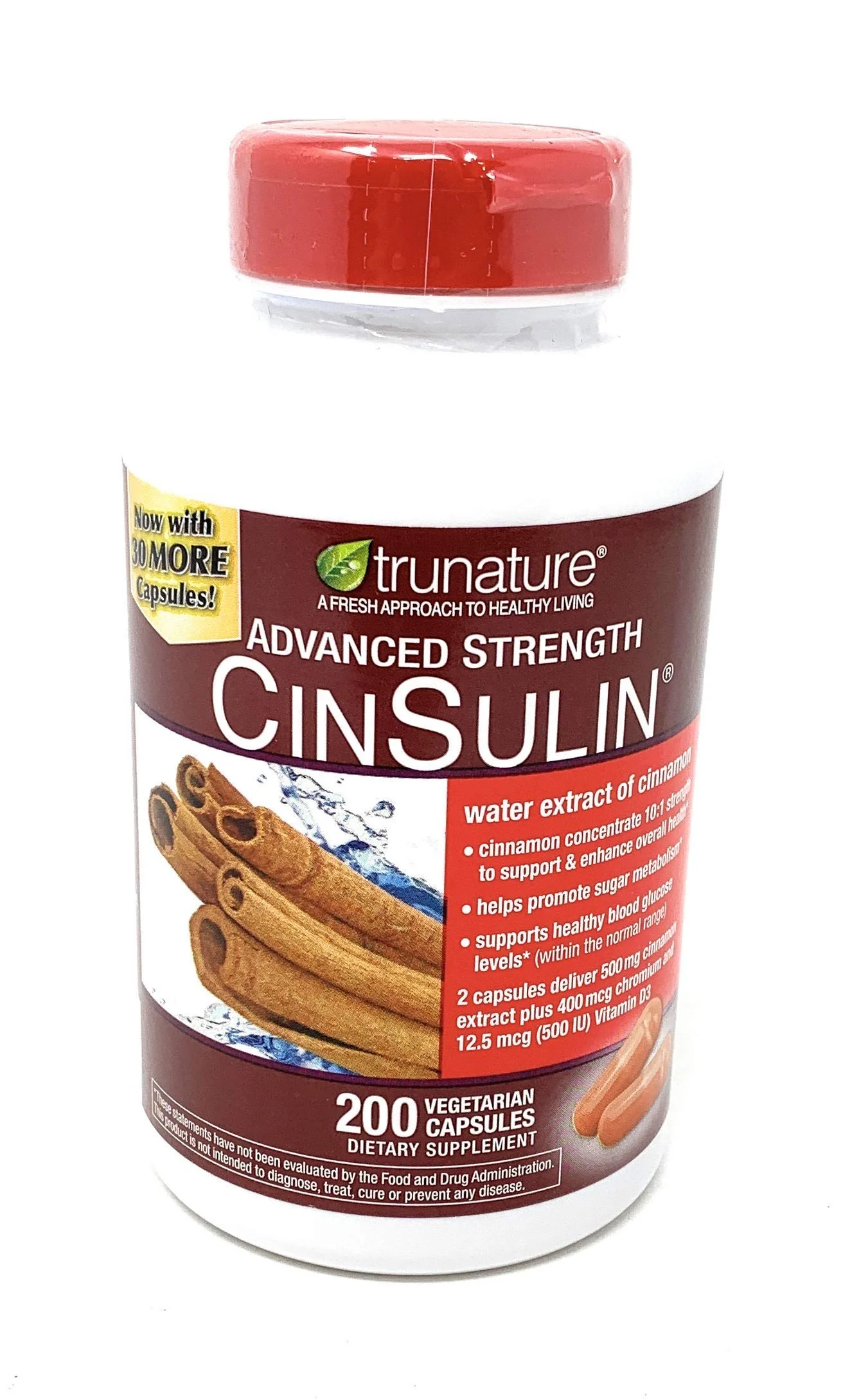 TruNature CinSulin 500 mg – Advanced Strength, 2 Bottles (400 Vegetarian Capsules Total) - Image 8