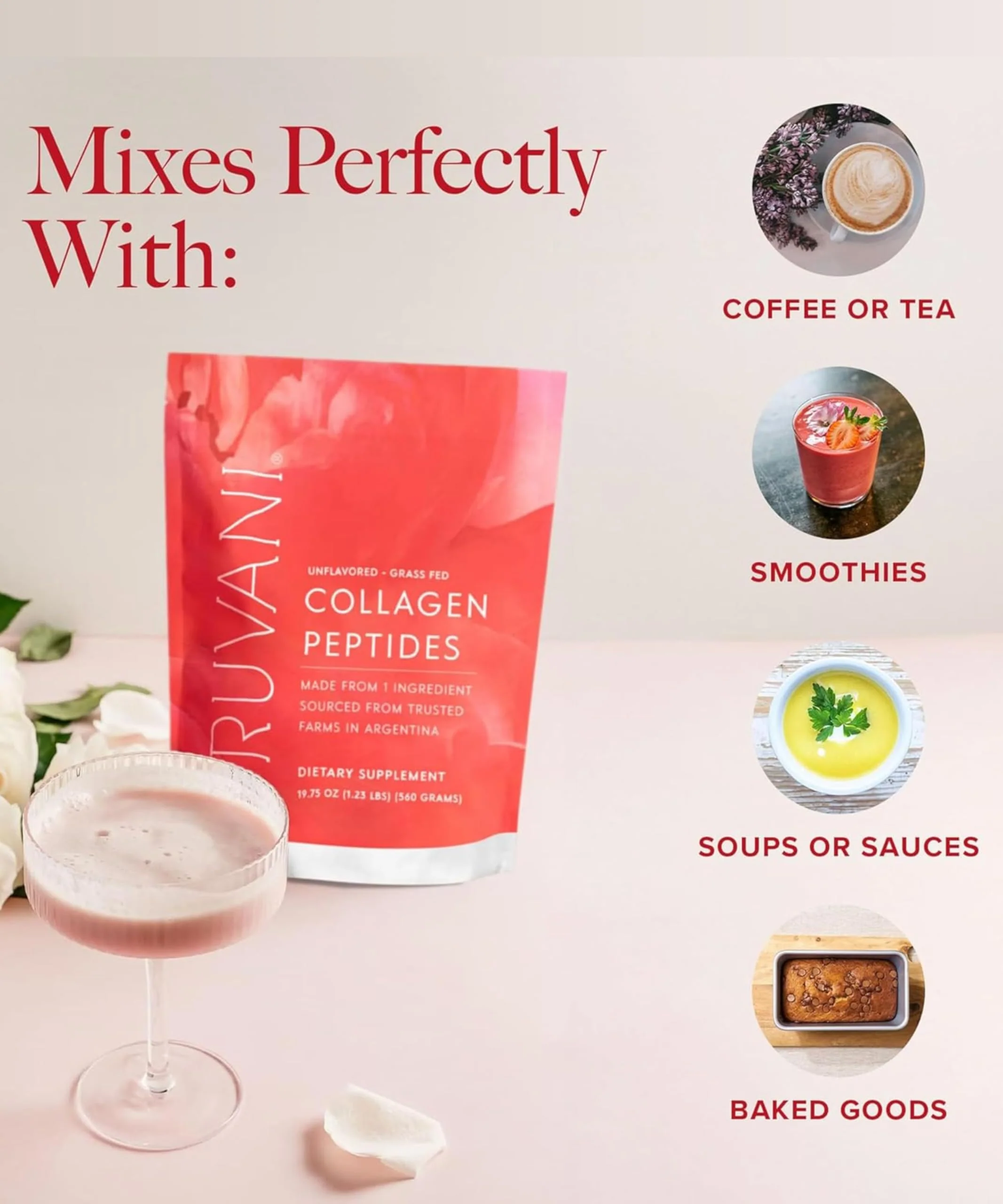 Truvani Hydrolyzed Collagen Peptides – Unflavored, 28 Servings, 20g Grass-Fed Collagen | Dairy & Gluten Free - Image 5