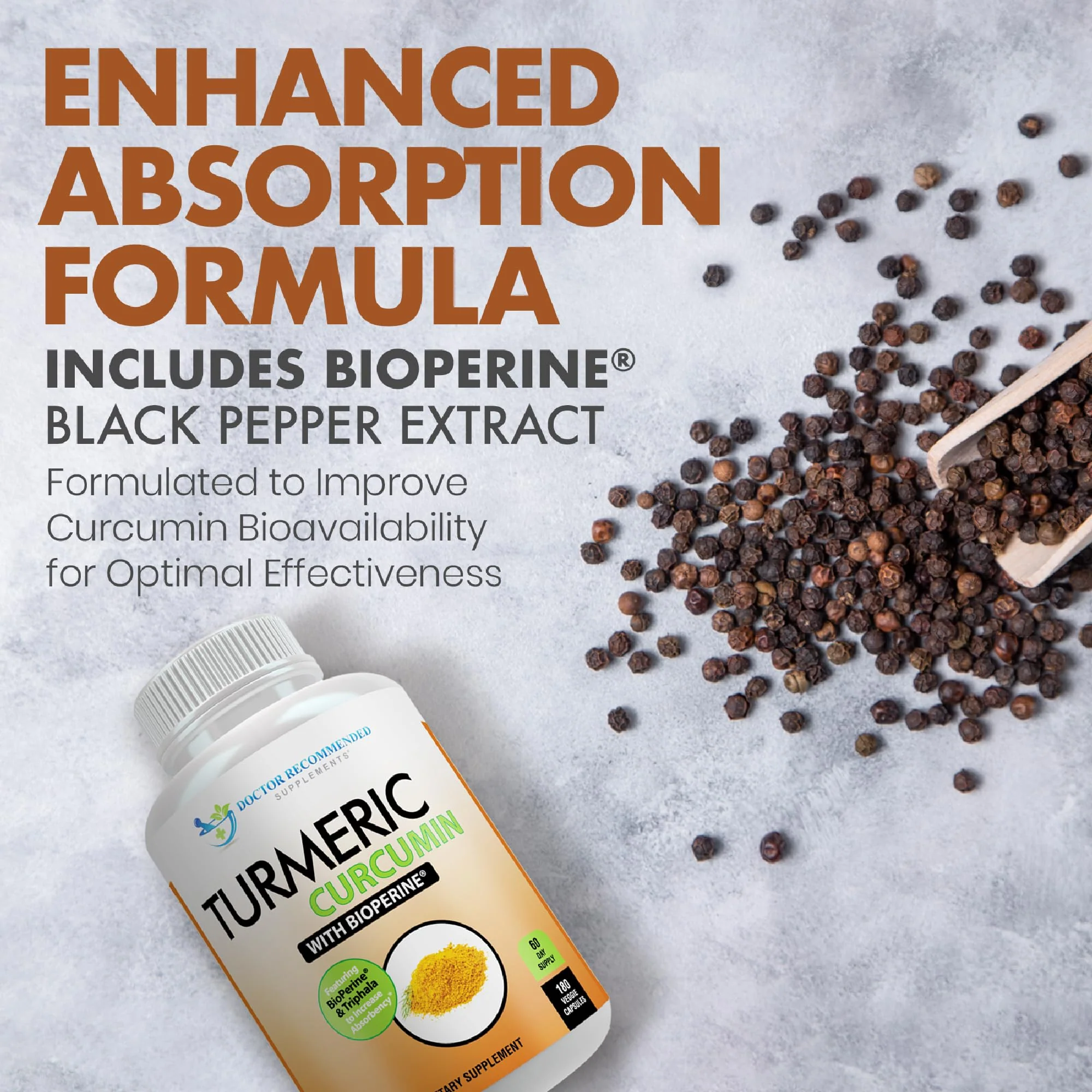 Turmeric Curcumin 2250mg/day — Bioperine Veggie Caps — 100% Organic | Pack of 3 | Doctor Recommended Supplements - Image 6